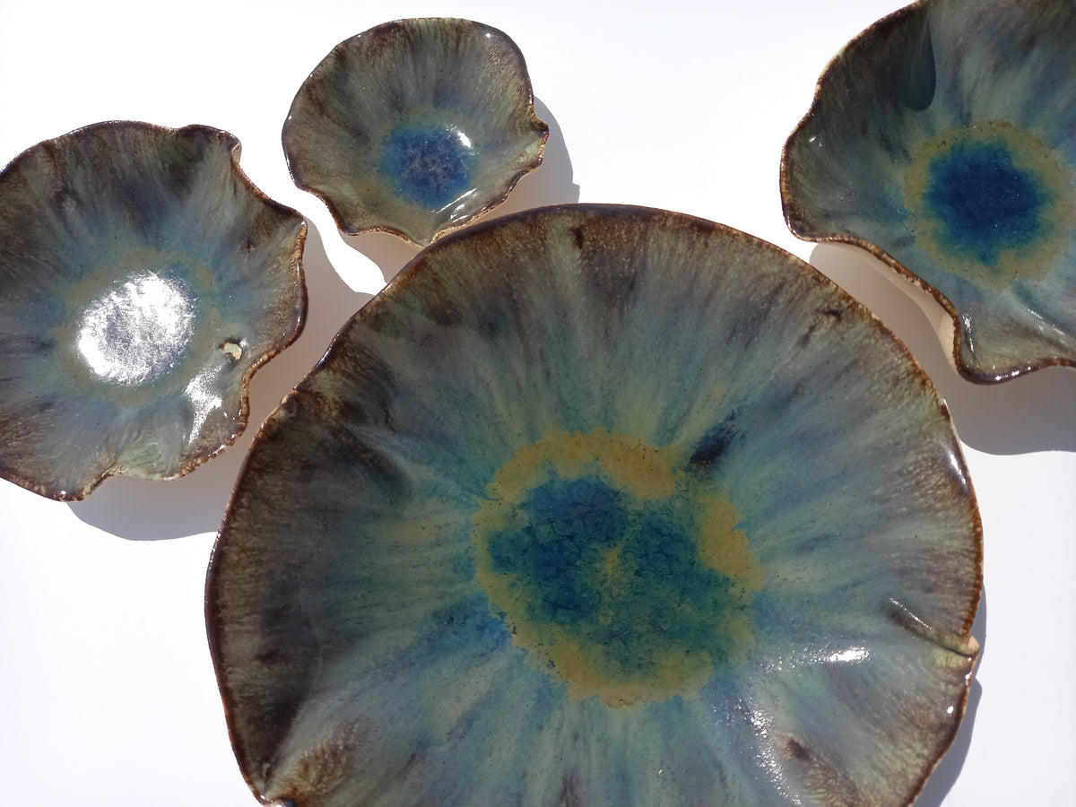 Midnight Teal Wall Sculptures: Sculpted Ceramic Art - MADE TO ORDER