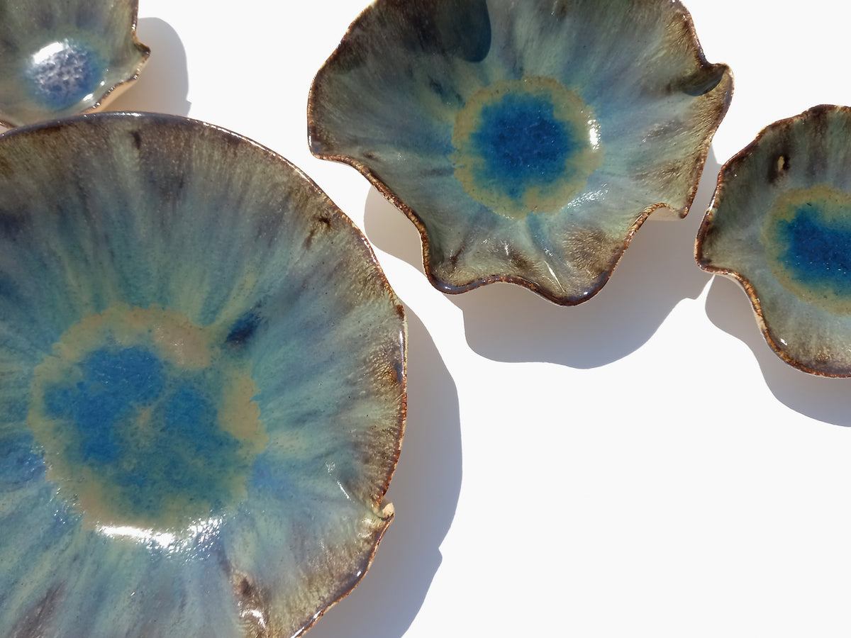 Midnight Teal Wall Sculptures: Sculpted Ceramic Art - MADE TO ORDER