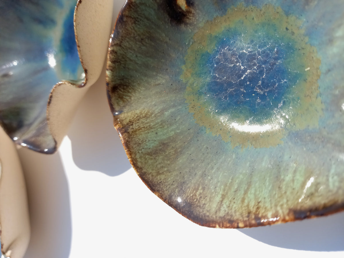 Midnight Teal Wall Sculptures: Sculpted Ceramic Art - MADE TO ORDER