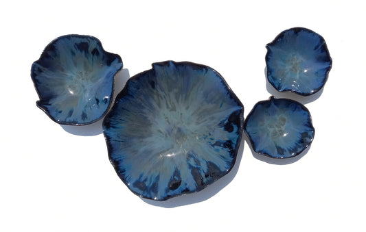 Cobalt Blue Porcelain Art Sculpture: Indigo Ceramic Wall Decor, Made to Order