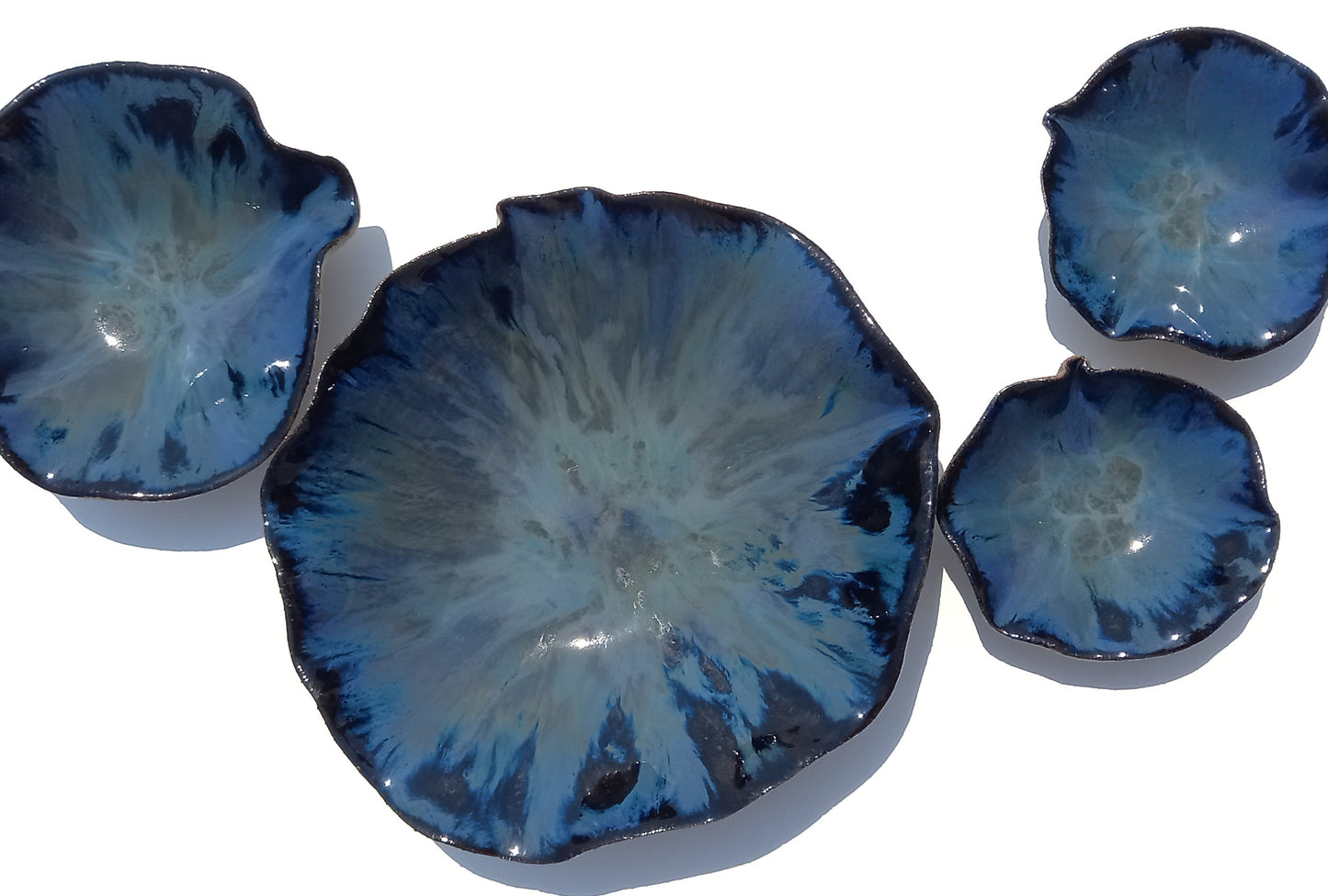 Cobalt Blue Porcelain Art Sculpture: Indigo Ceramic Wall Decor, Made to Order