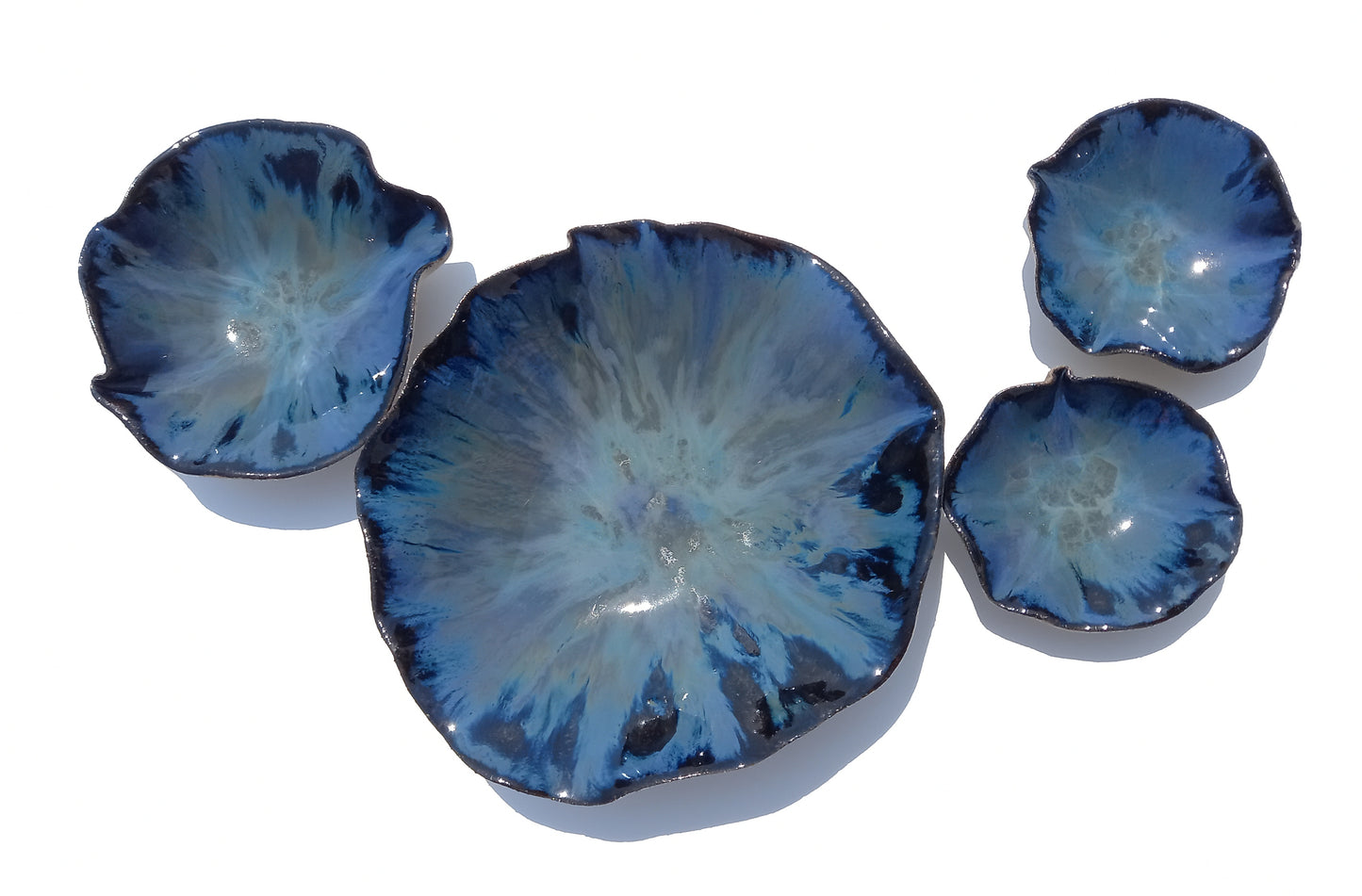 Cobalt Blue Porcelain Art Sculpture: Indigo Ceramic Wall Decor, Made to Order