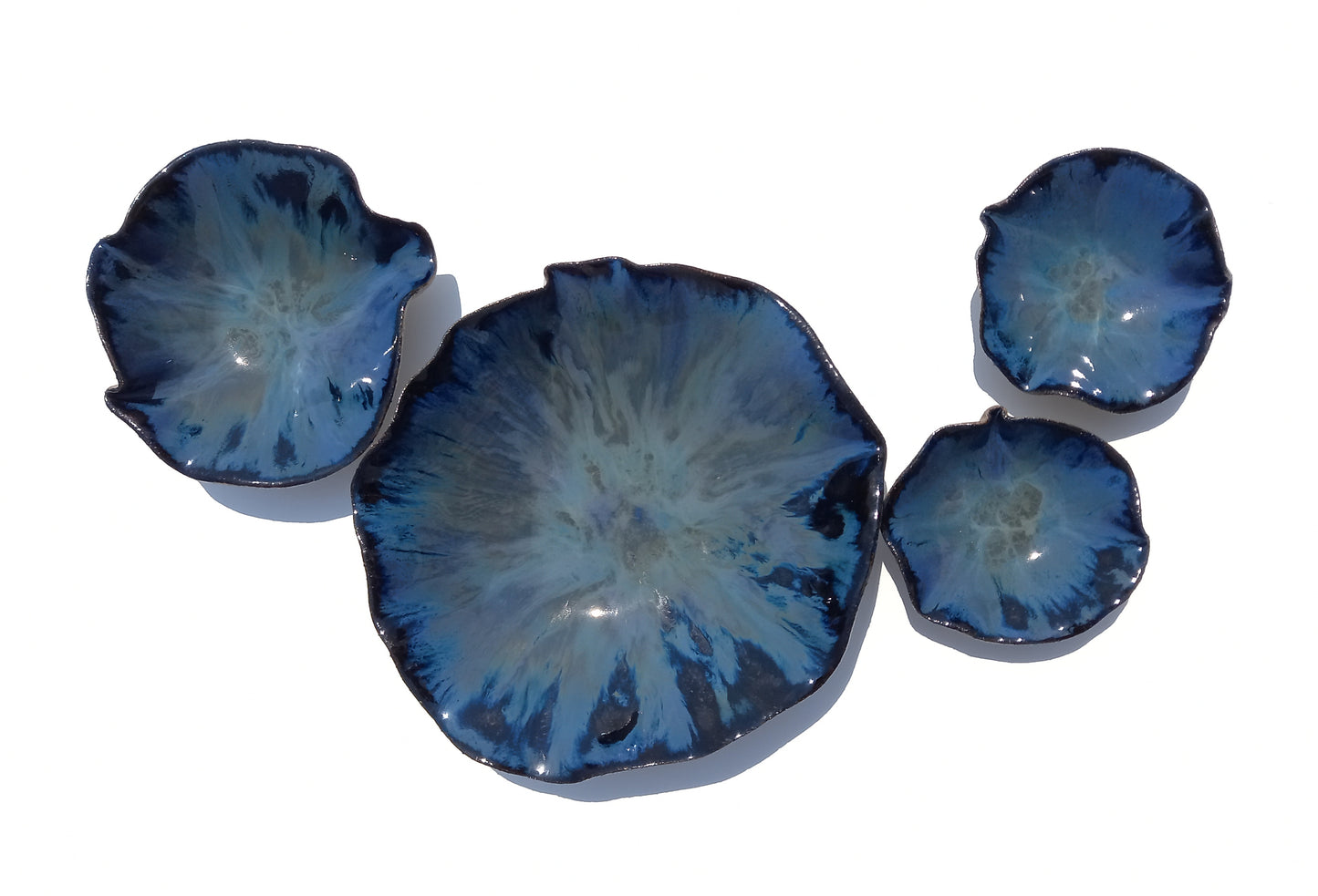 Cobalt Blue Porcelain Art Sculpture: Indigo Ceramic Wall Decor, Made to Order