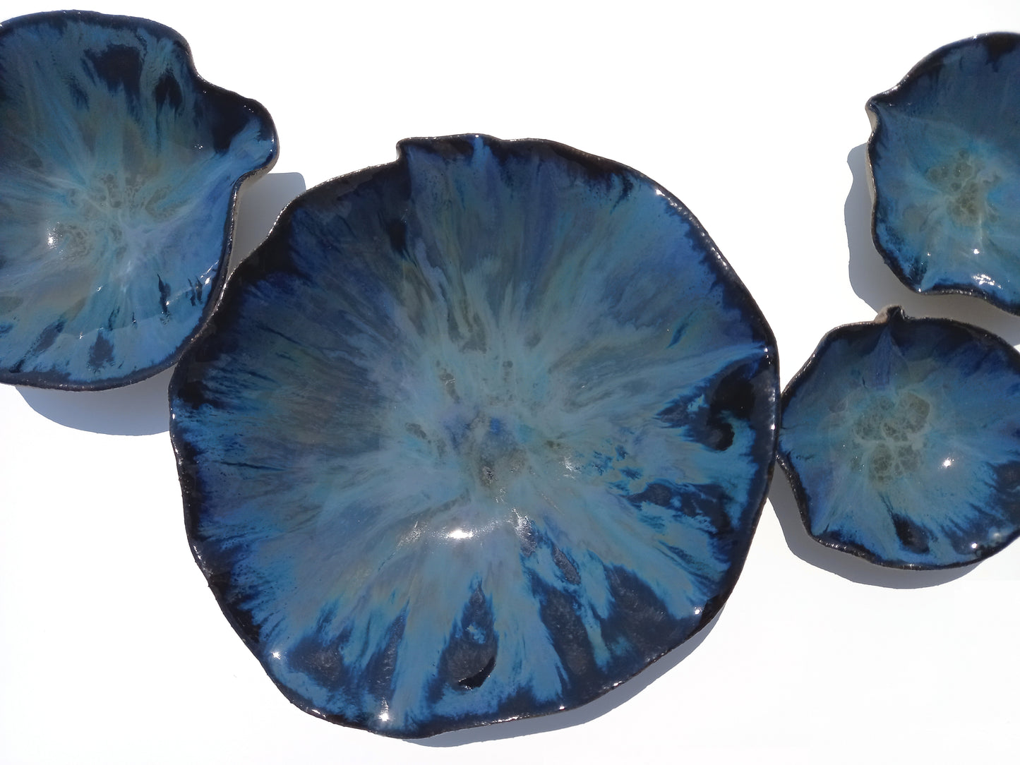 Cobalt Blue Porcelain Art Sculpture: Indigo Ceramic Wall Decor, Made to Order