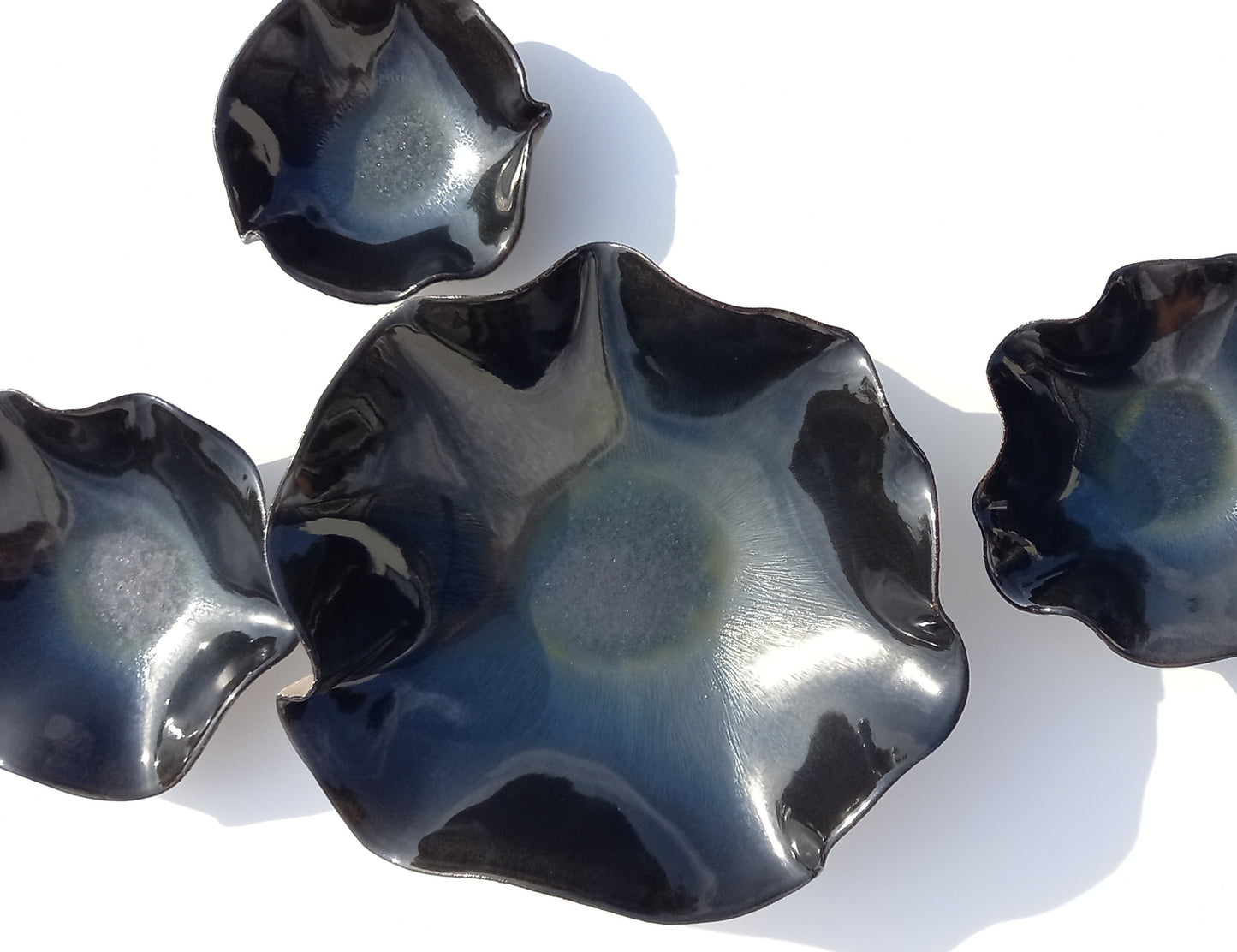 Obsidian Black Porcelain Art Sculpture: Handmade Ceramic Wall Decor, Made to Order