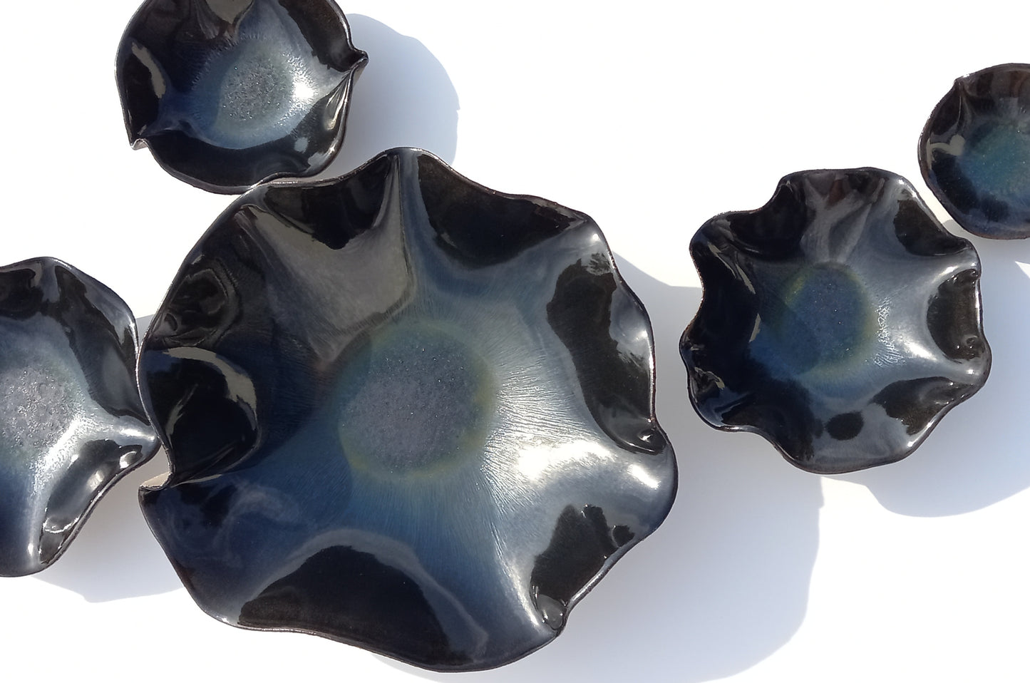Obsidian Black Porcelain Art Sculpture: Handmade Ceramic Wall Decor, Made to Order