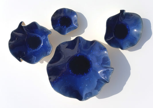 Cobalt Blue Porcelain Art Sculpture: Ceramic Wall Decor, Made to Order