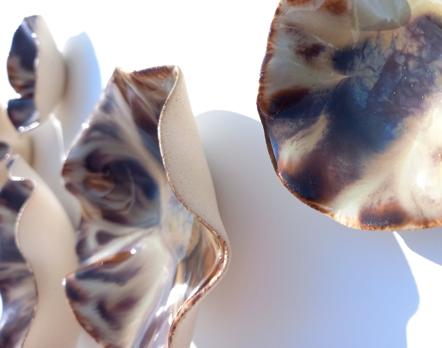 Espresso and Ivory Porcelain Art Sculpture: Warm Neutral Ceramic Wall Decor, Made to Order