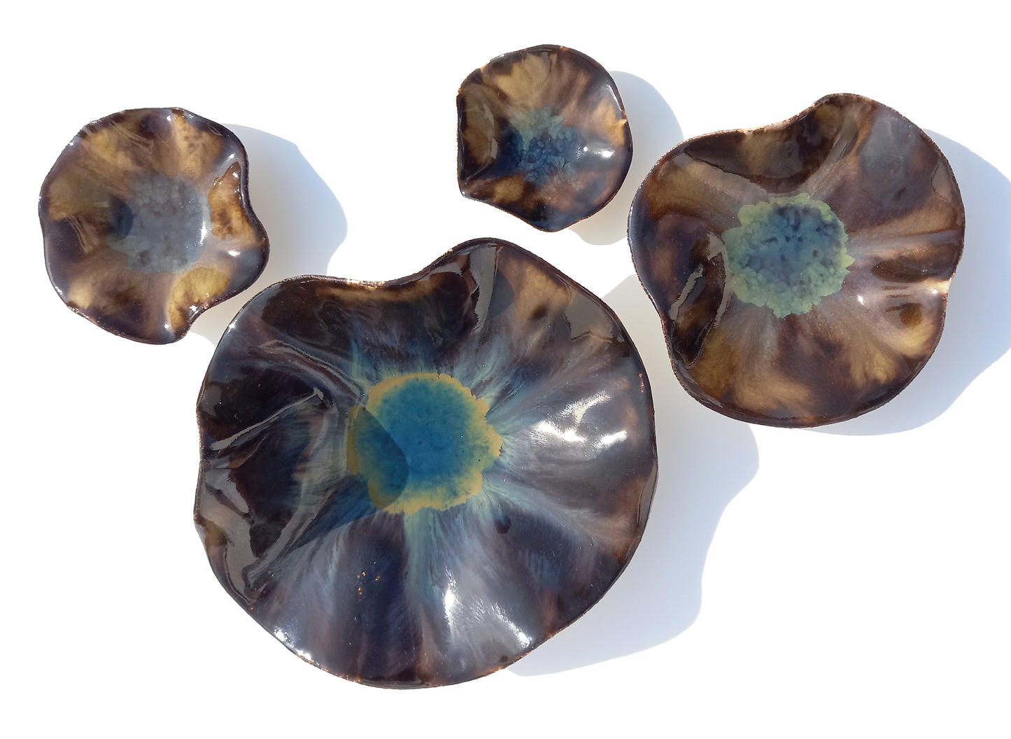 Mocha Brown and Teal Porcelain Art Sculpture: Ceramic Wall Decor, Made to Order