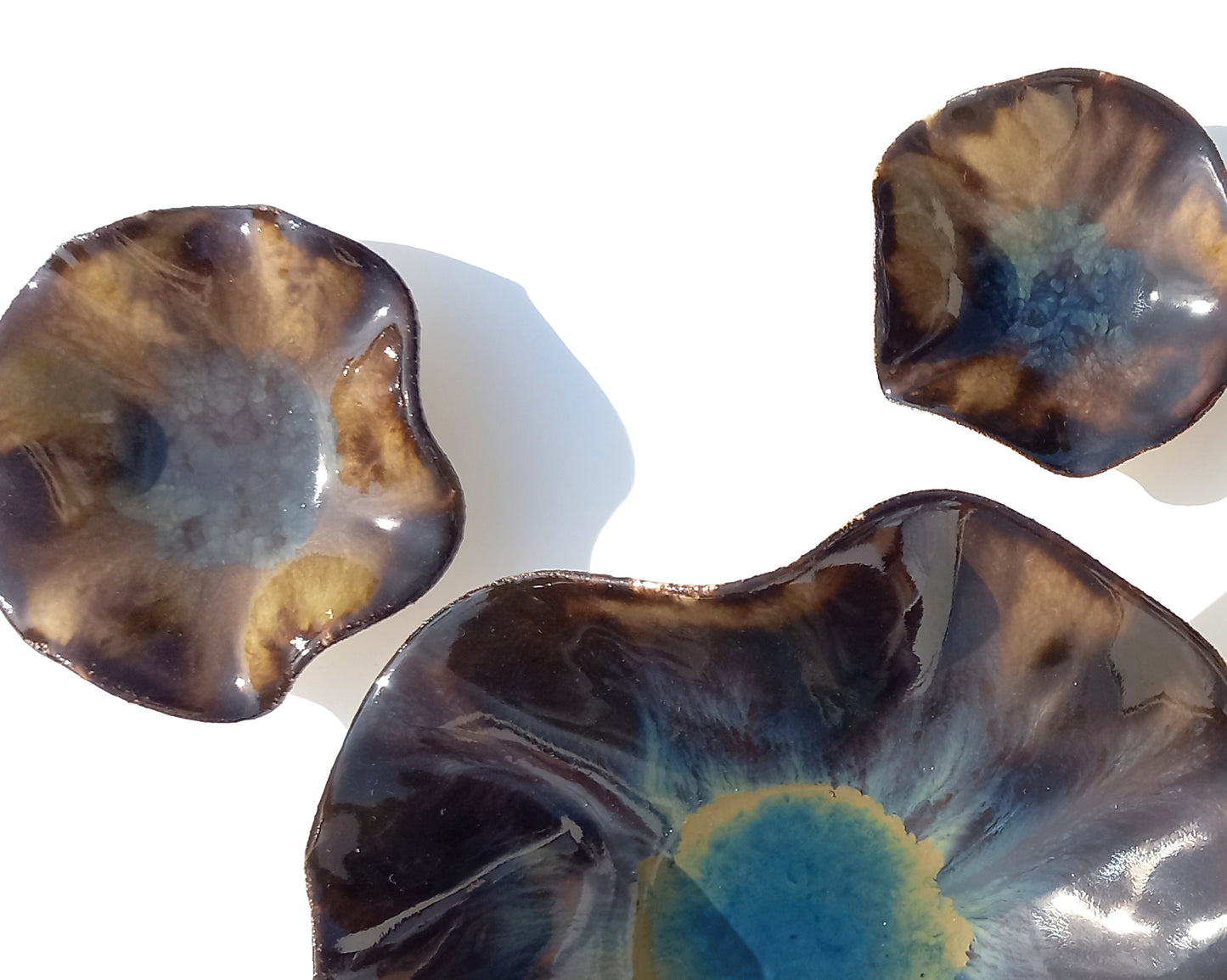 Mocha Brown and Teal Porcelain Art Sculpture: Ceramic Wall Decor, Made to Order