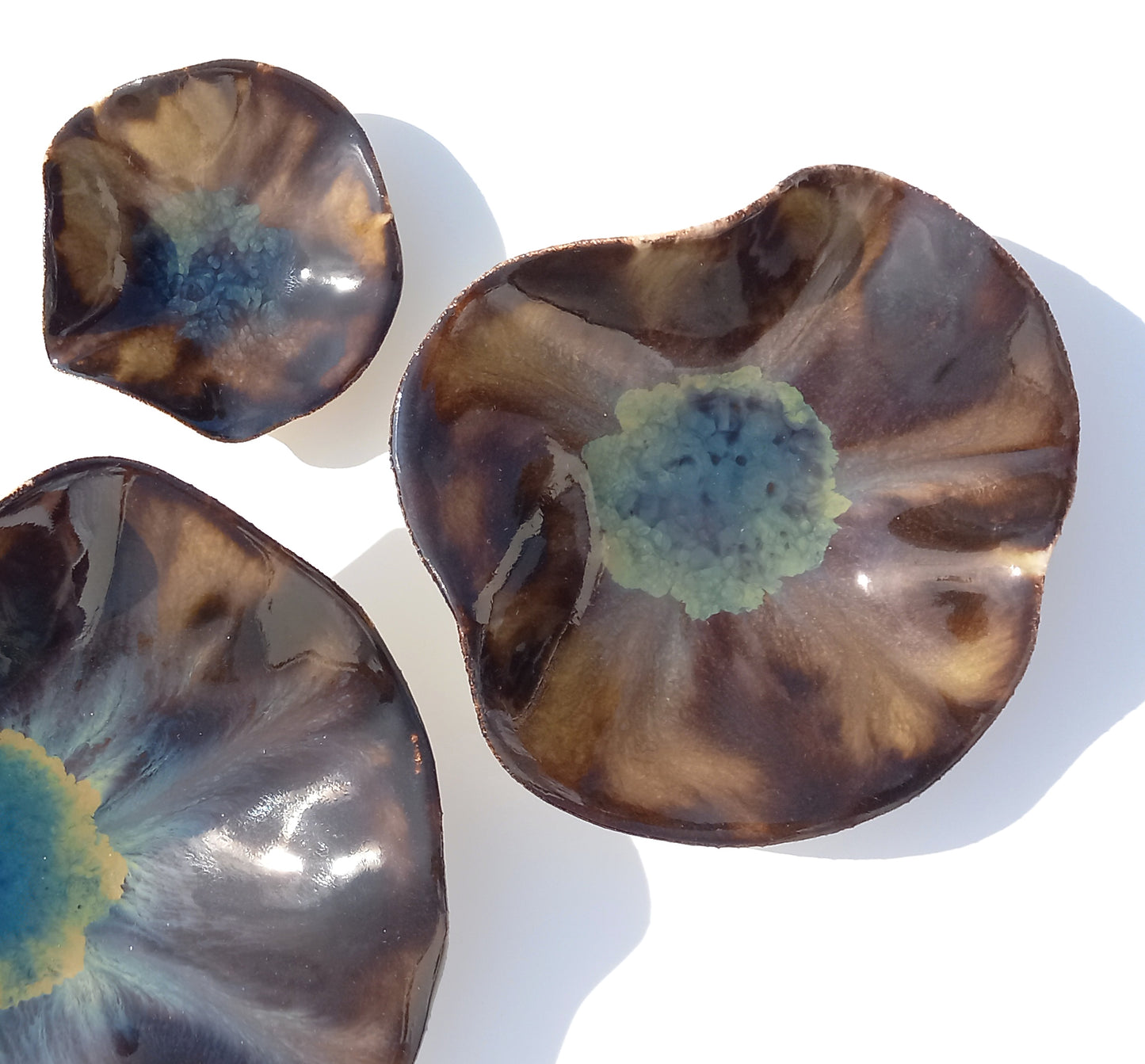Mocha Brown and Teal Porcelain Art Sculpture: Ceramic Wall Decor, Made to Order