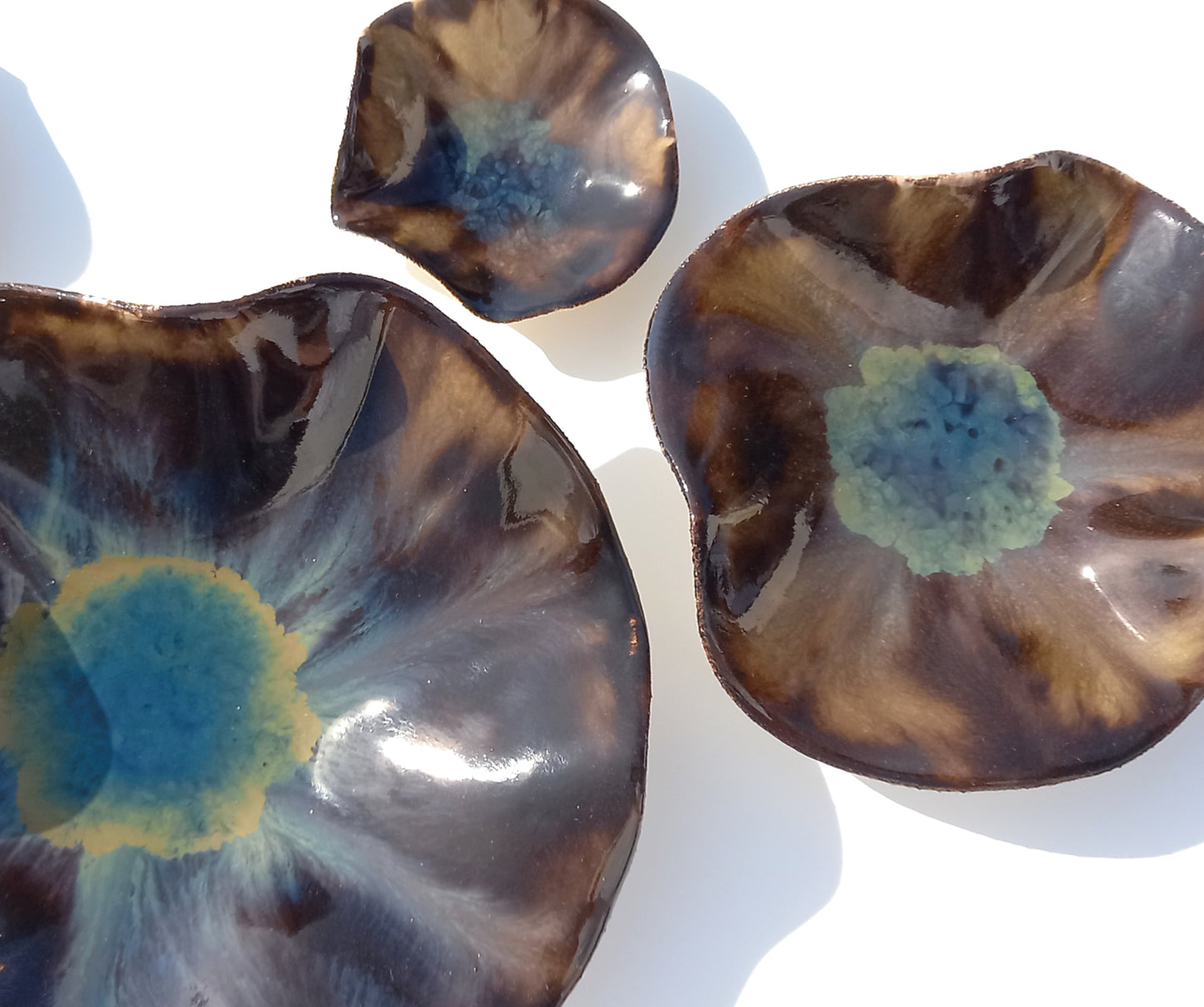Mocha Brown and Teal Porcelain Art Sculpture: Ceramic Wall Decor, Made to Order