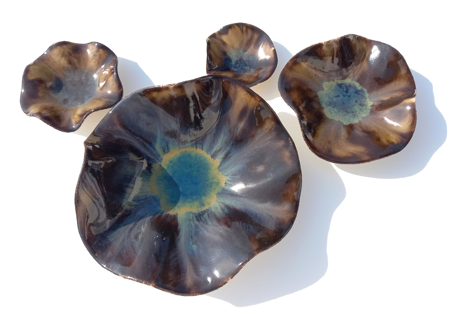 Mocha Brown and Teal Porcelain Art Sculpture: Ceramic Wall Decor, Made to Order