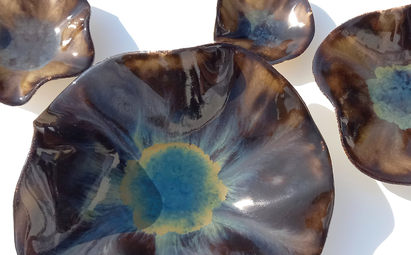 Mocha Brown and Teal Porcelain Art Sculpture: Ceramic Wall Decor, Made to Order