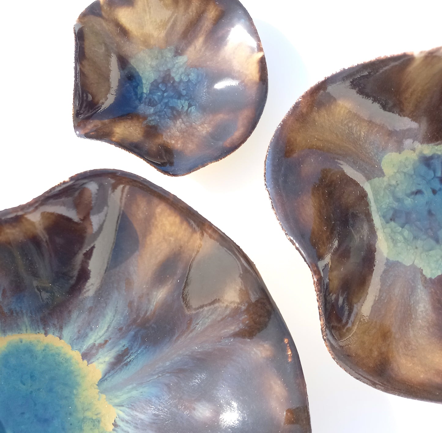 Mocha Brown and Teal Porcelain Art Sculpture: Ceramic Wall Decor, Made to Order