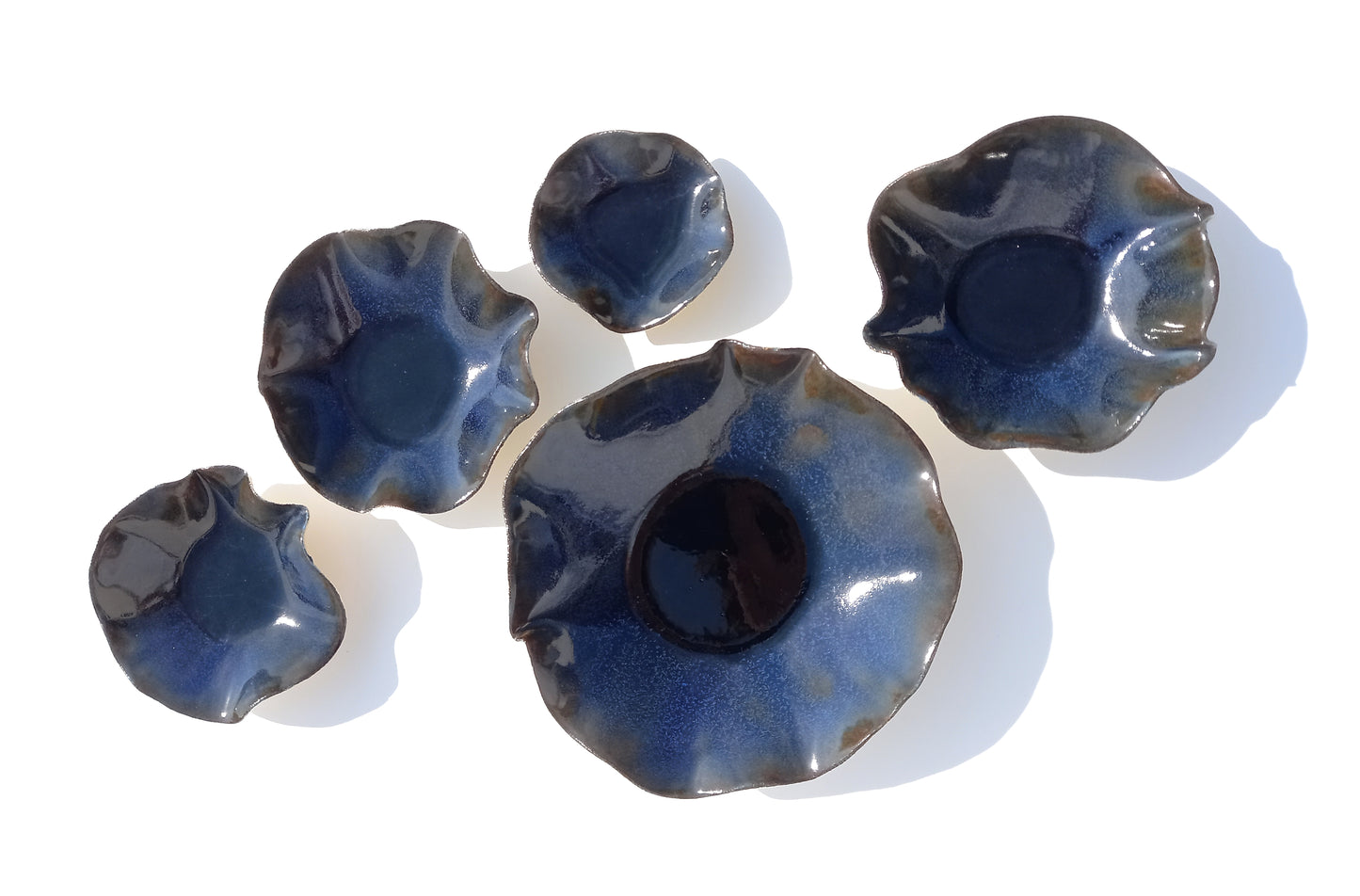 Indigo Blue Porcelain Art Sculpture: Deep Navy Ceramic Wall Decor, Made to Order