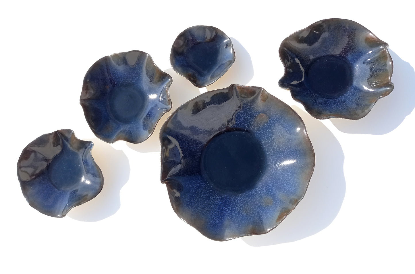 Indigo Blue Porcelain Art Sculpture: Deep Navy Ceramic Wall Decor, Made to Order