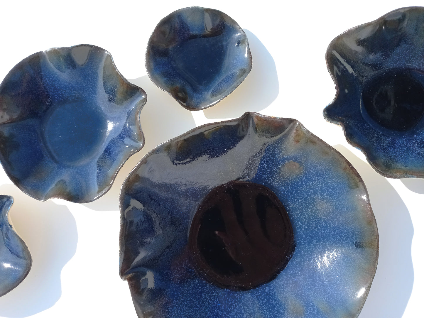Indigo Blue Porcelain Art Sculpture: Deep Navy Ceramic Wall Decor, Made to Order