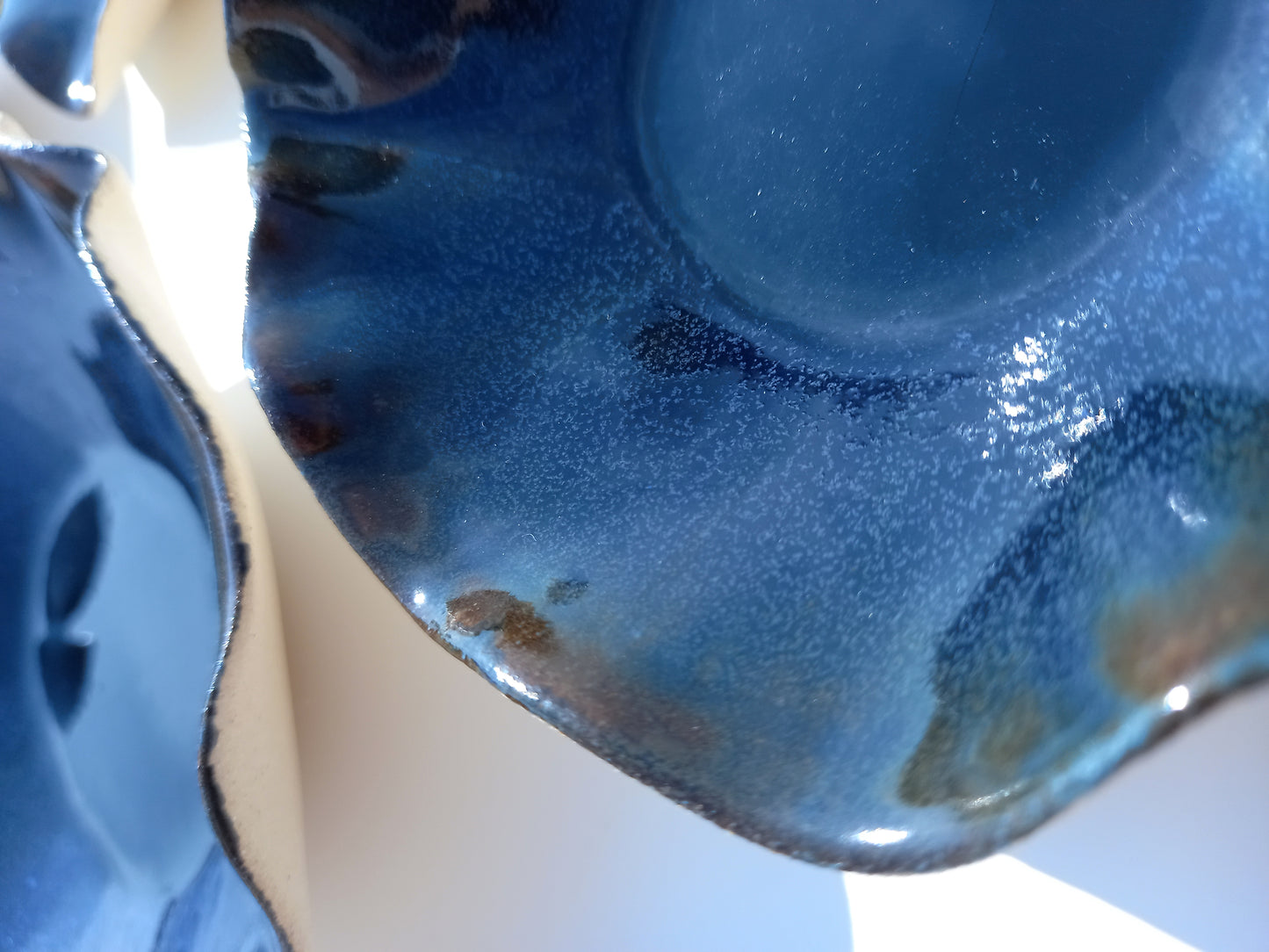 Indigo Blue Porcelain Art Sculpture: Deep Navy Ceramic Wall Decor, Made to Order
