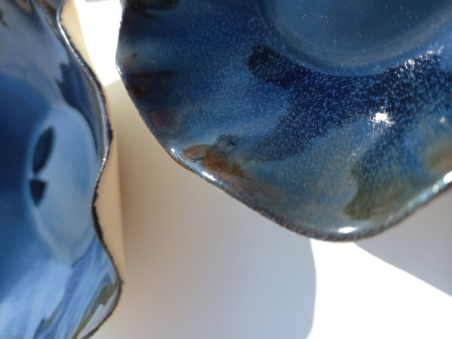 Indigo Blue Porcelain Art Sculpture: Deep Navy Ceramic Wall Decor, Made to Order