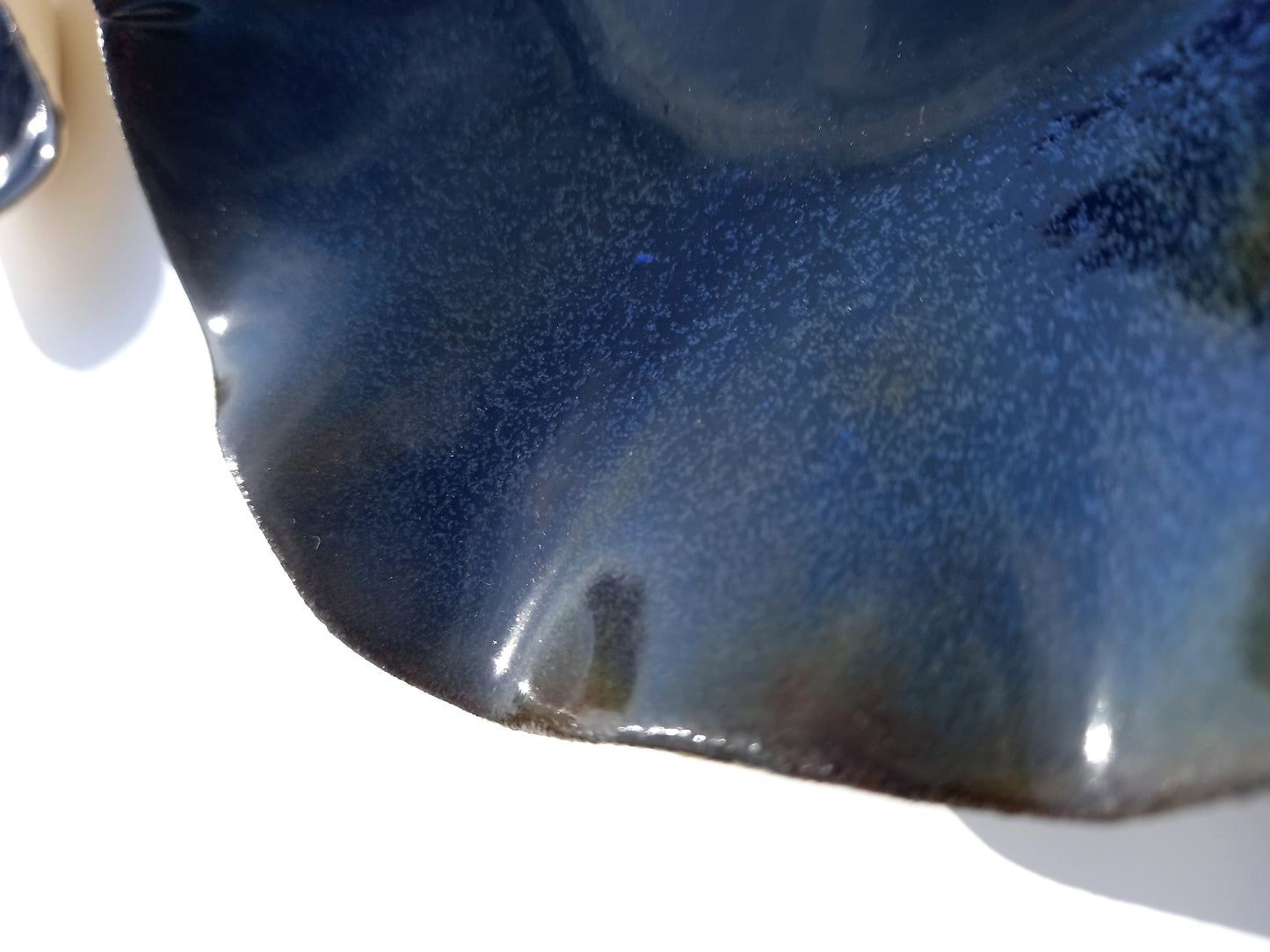 Indigo Blue Porcelain Art Sculpture: Deep Navy Ceramic Wall Decor, Made to Order