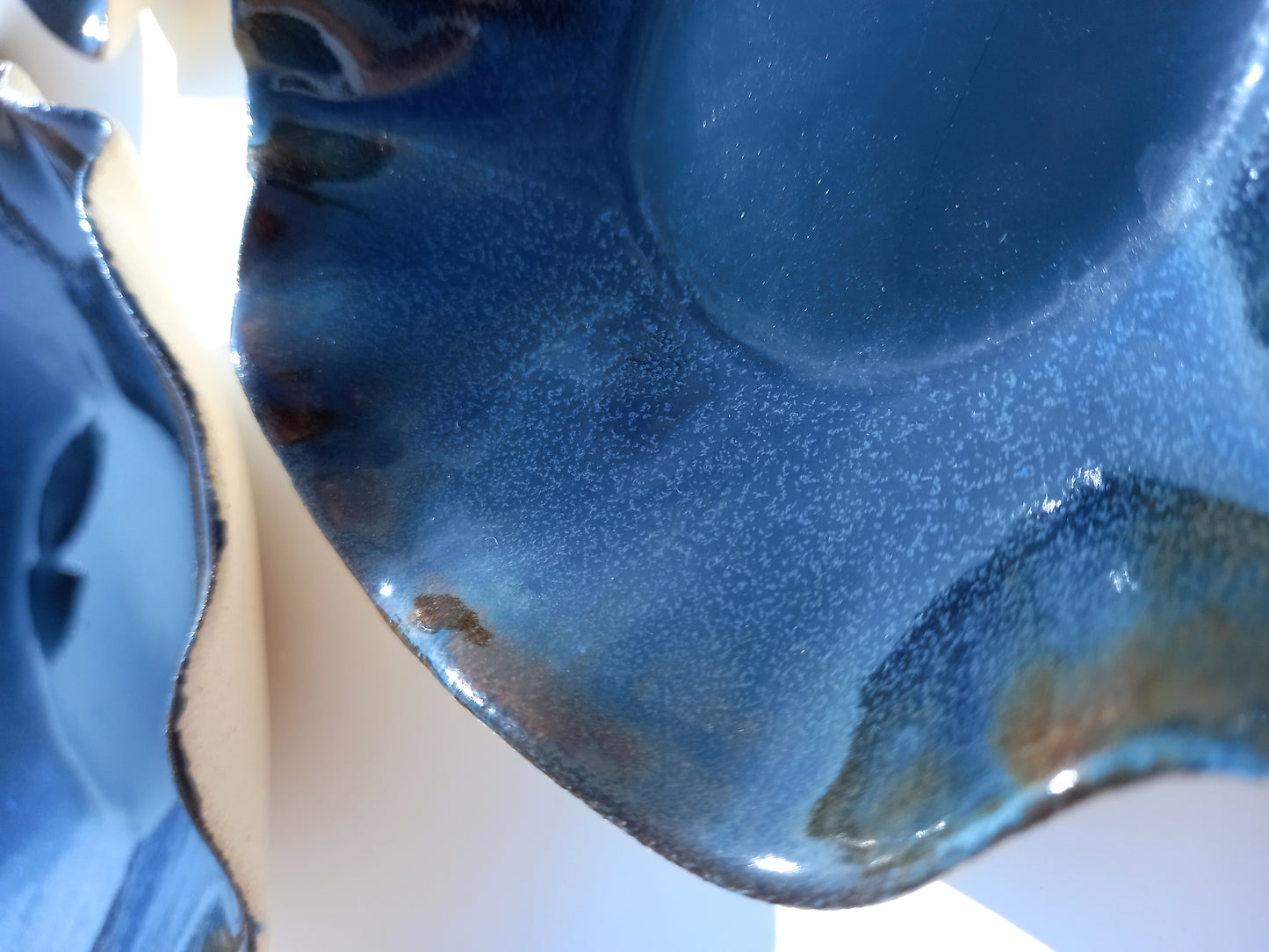 Indigo Blue Porcelain Art Sculpture: Deep Navy Ceramic Wall Decor, Made to Order