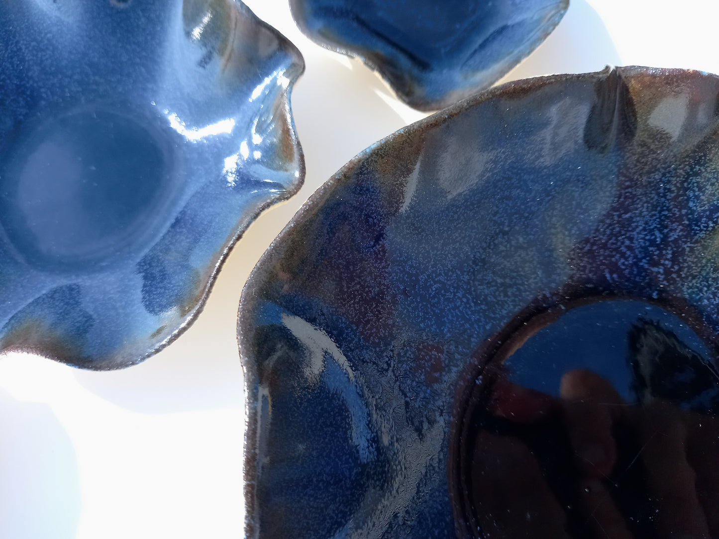 Indigo Blue Porcelain Art Sculpture: Deep Navy Ceramic Wall Decor, Made to Order