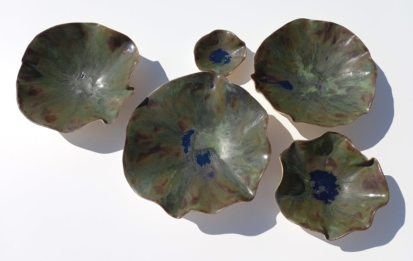 Dark Moss Green and Copper Porcelain Tulip Sculptures: Ceramic Wall Art, Made to Order