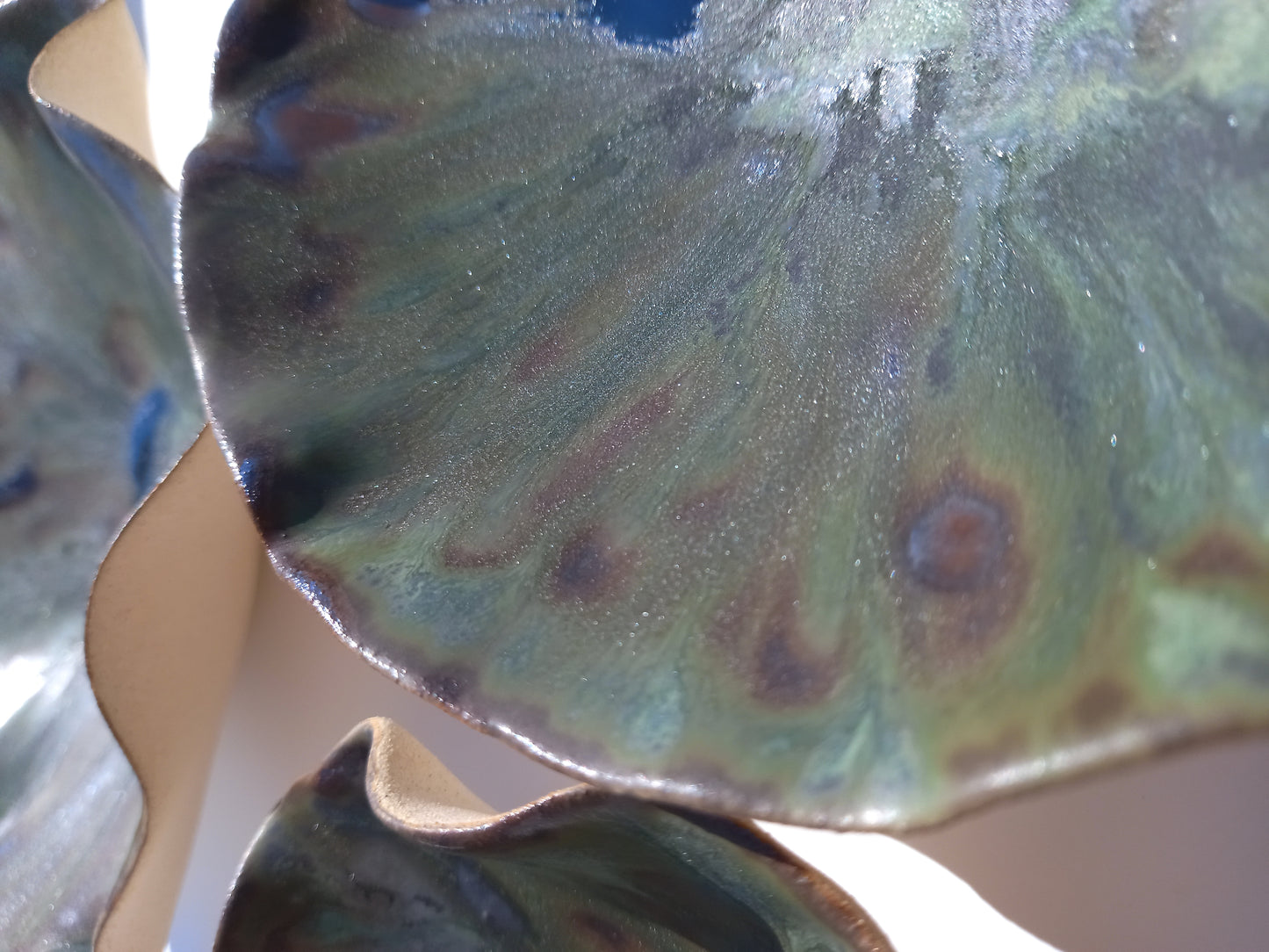Dark Moss Green and Copper Porcelain Tulip Sculptures: Ceramic Wall Art, Made to Order