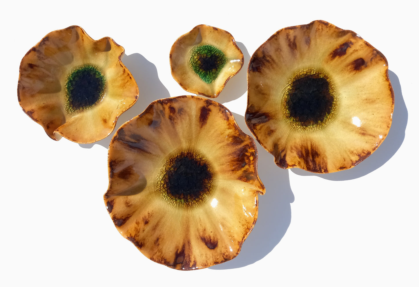 Honey Amber Porcelain Art Sculpture: Poppy Ceramic Wall Decor, Made to Order