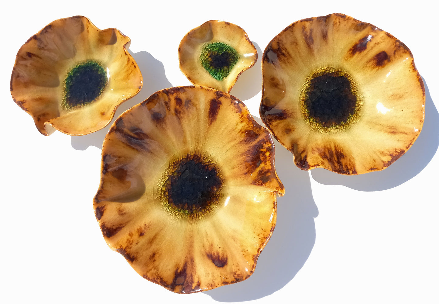 Honey Amber Porcelain Art Sculpture: Poppy Ceramic Wall Decor, Made to Order