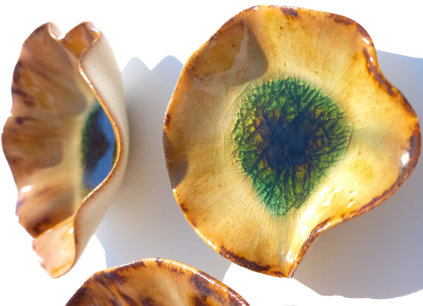 Honey Amber Porcelain Art Sculpture: Poppy Ceramic Wall Decor, Made to Order
