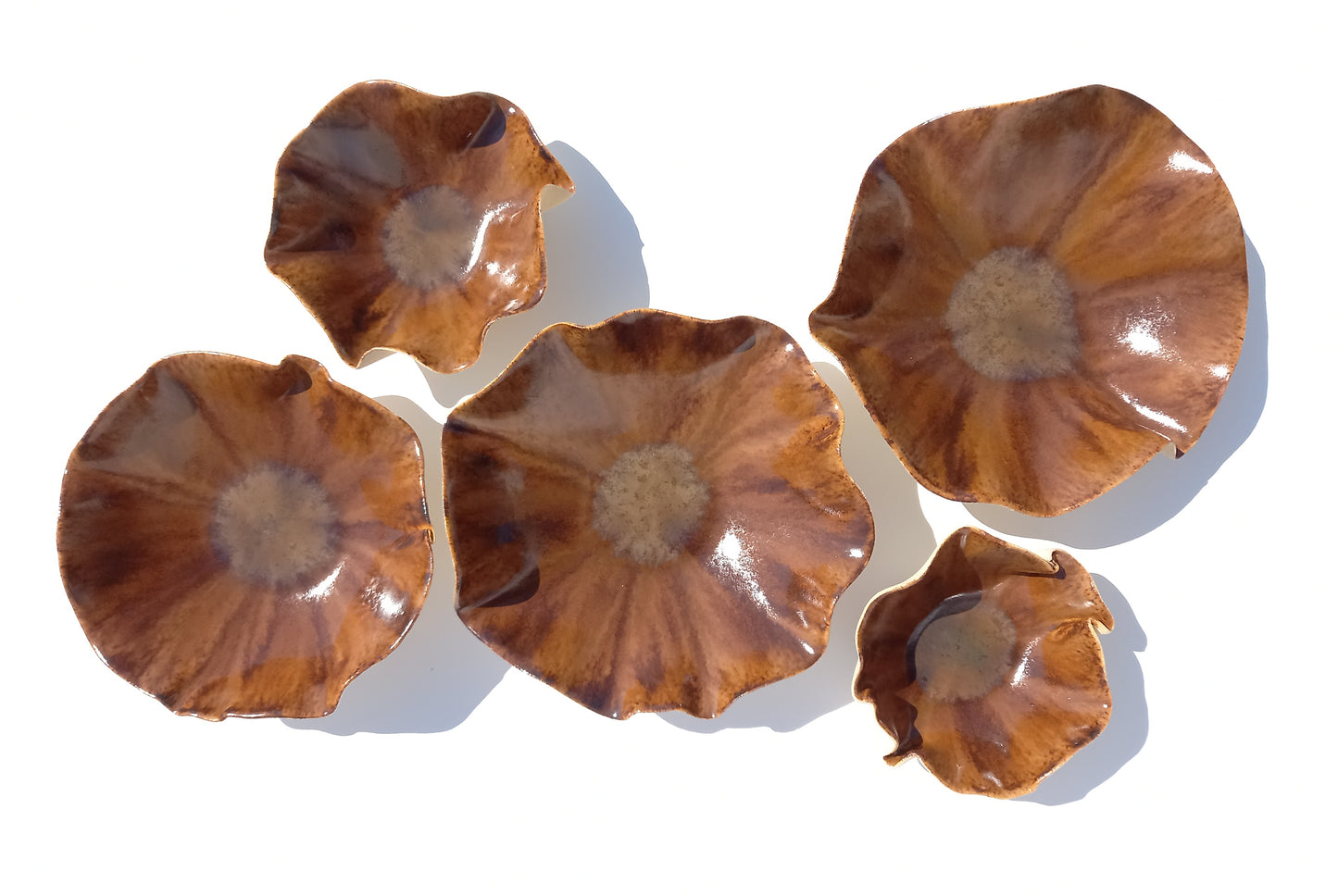 Walnut and Cognac Porcelain Art Sculpture: Custom Ceramic Wall Decor, Made to Order