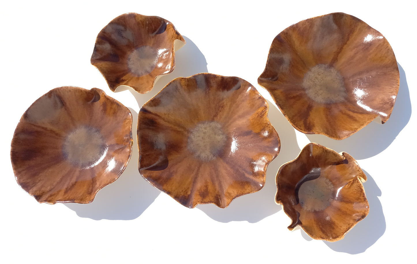 Walnut and Cognac Porcelain Art Sculpture: Custom Ceramic Wall Decor, Made to Order