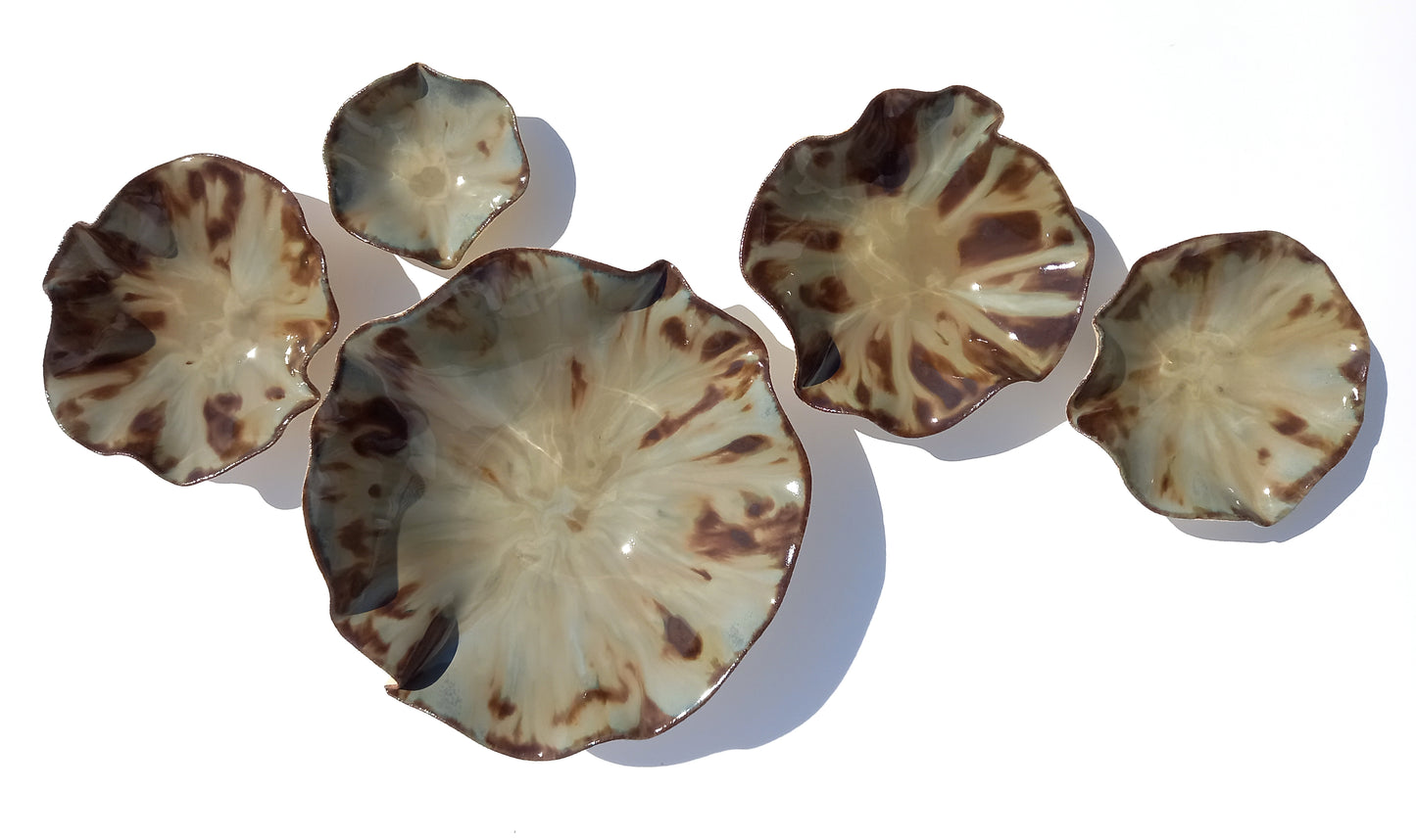 Muted Sage Ivory and Espresso Porcelain Art Sculpture: Ceramic Wall Decor, Made to Order
