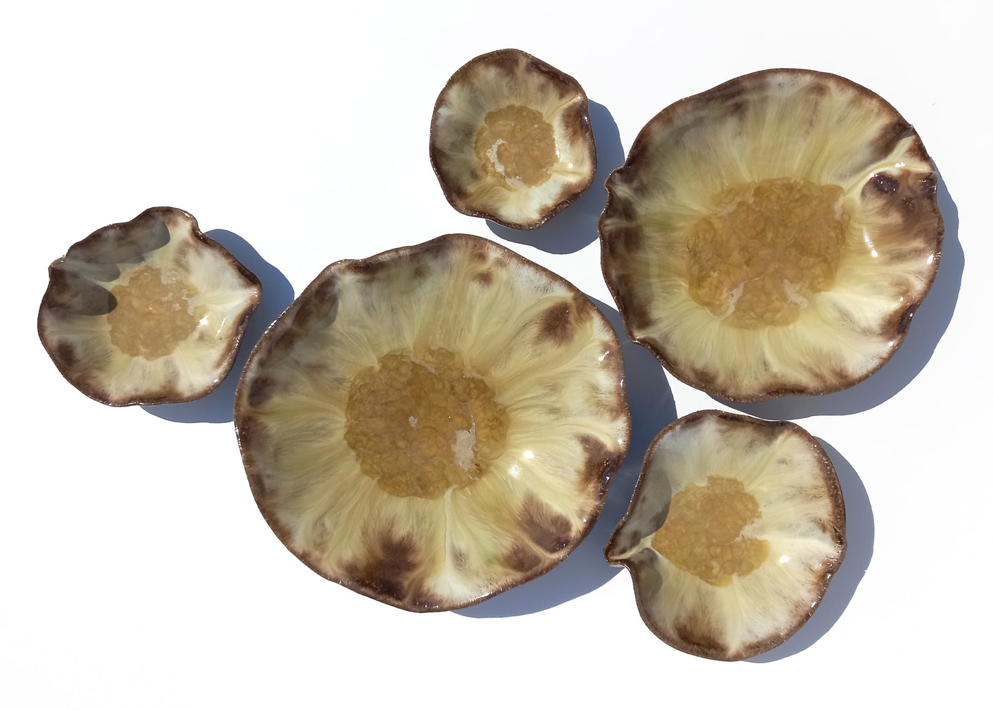 Honey Amber and Creamy Ivory Porcelain Art Sculpture: Ceramic Wall Decor, Made to Order