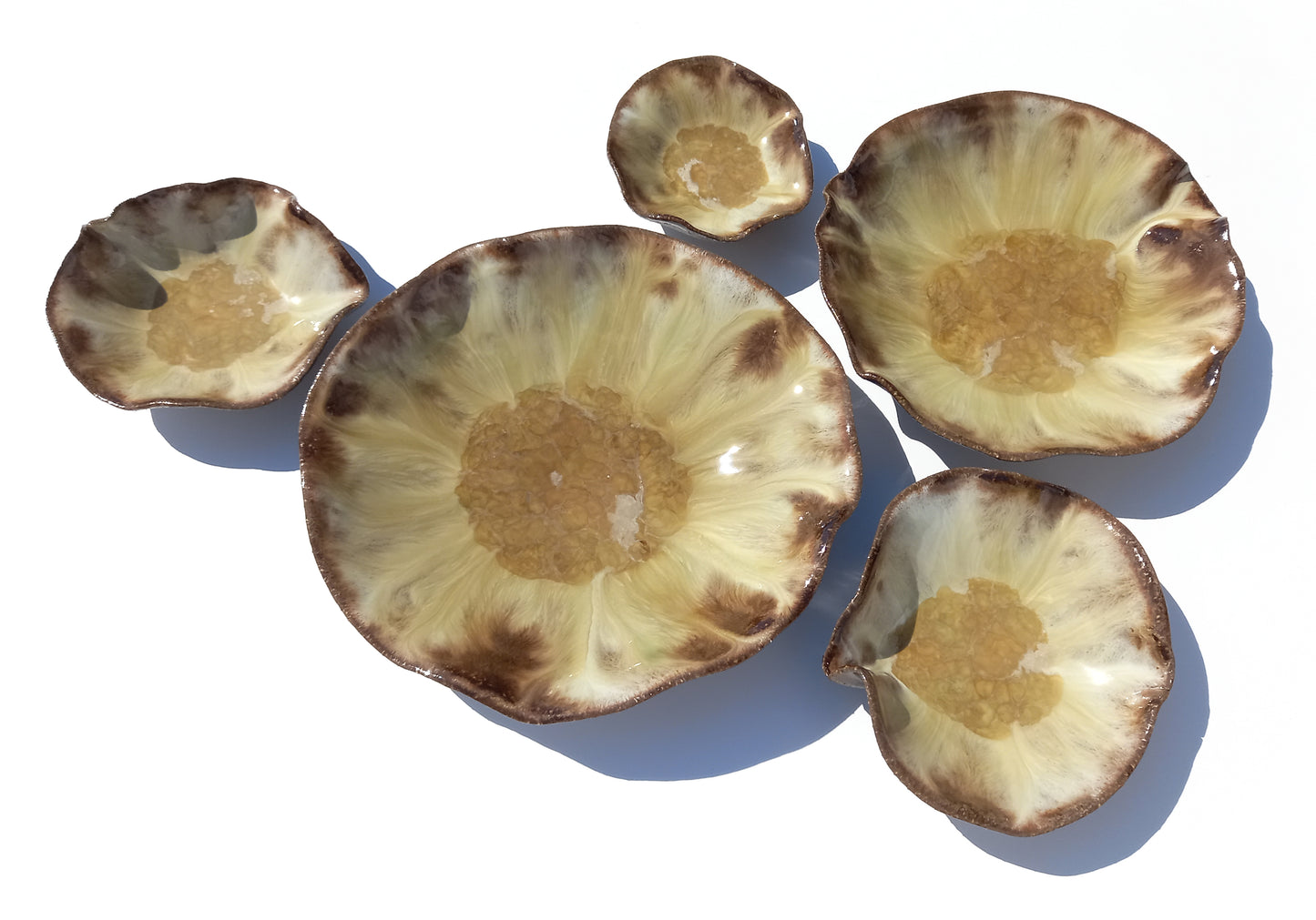 Honey Amber and Creamy Ivory Porcelain Art Sculpture: Ceramic Wall Decor, Made to Order