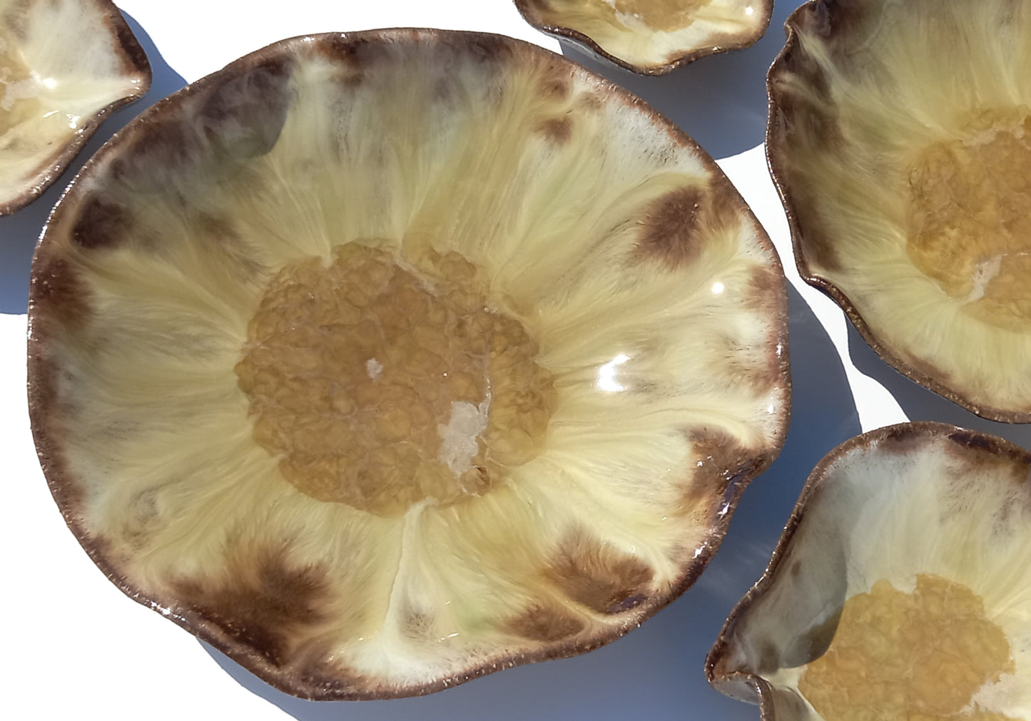 Honey Amber and Creamy Ivory Porcelain Art Sculpture: Ceramic Wall Decor, Made to Order