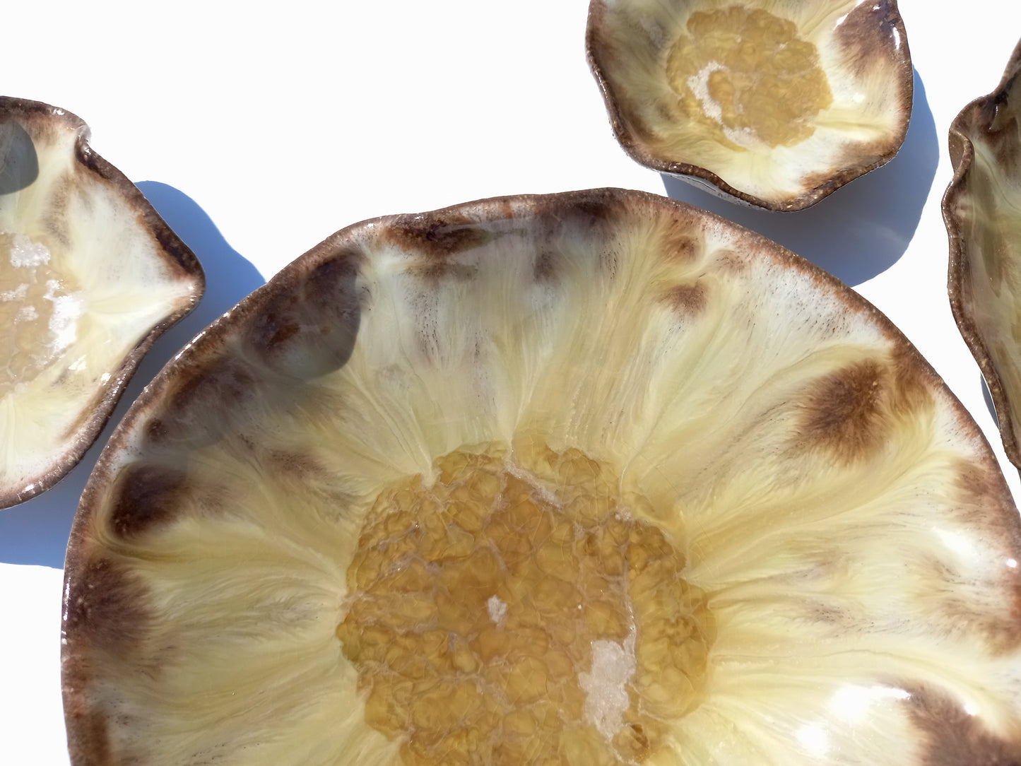 Honey Amber and Creamy Ivory Porcelain Art Sculpture: Ceramic Wall Decor, Made to Order