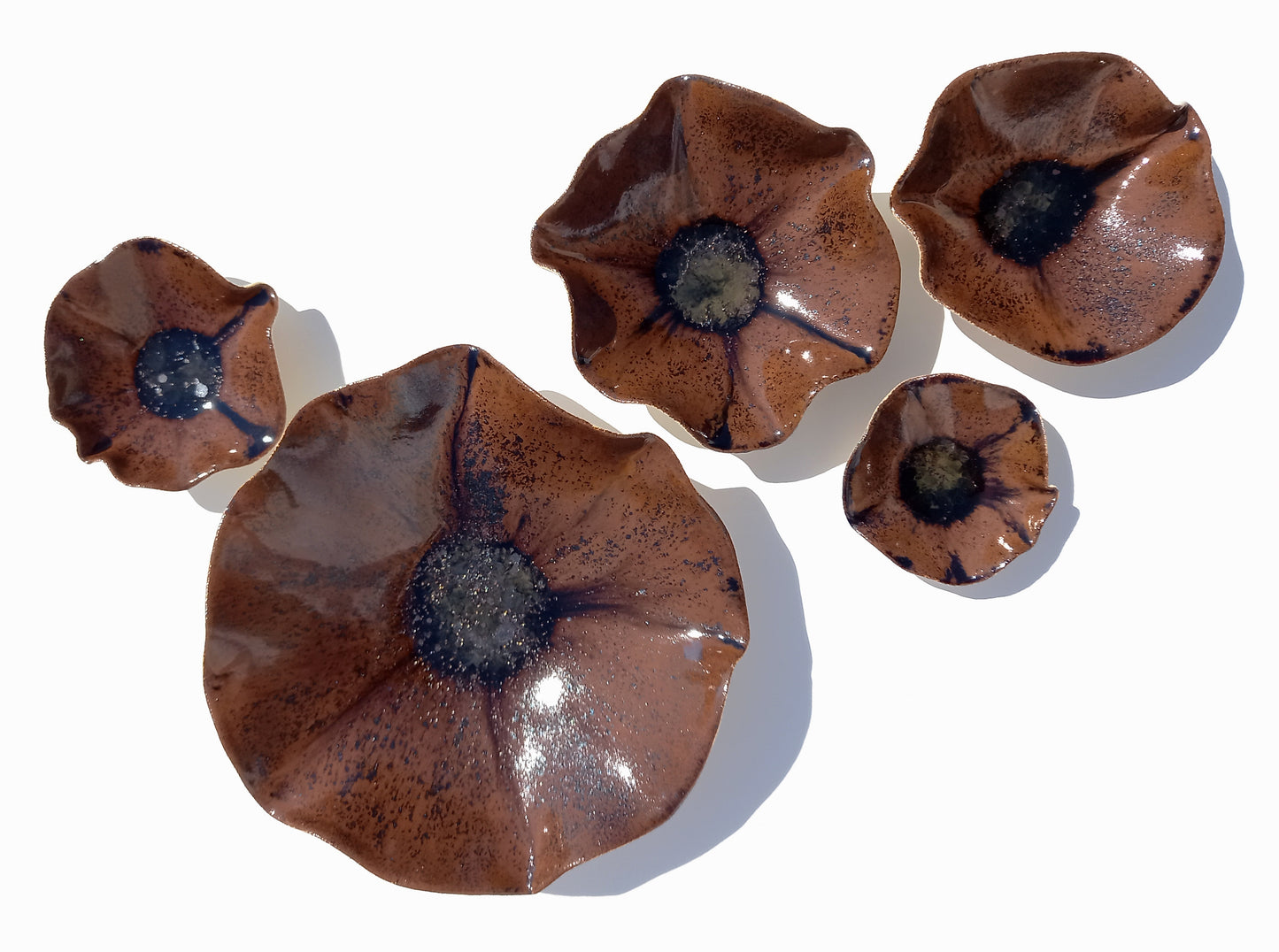 Burnt Umber Porcelain Art Sculpture: Tortoiseshell Brown Ceramic Wall Decor, Made to Order