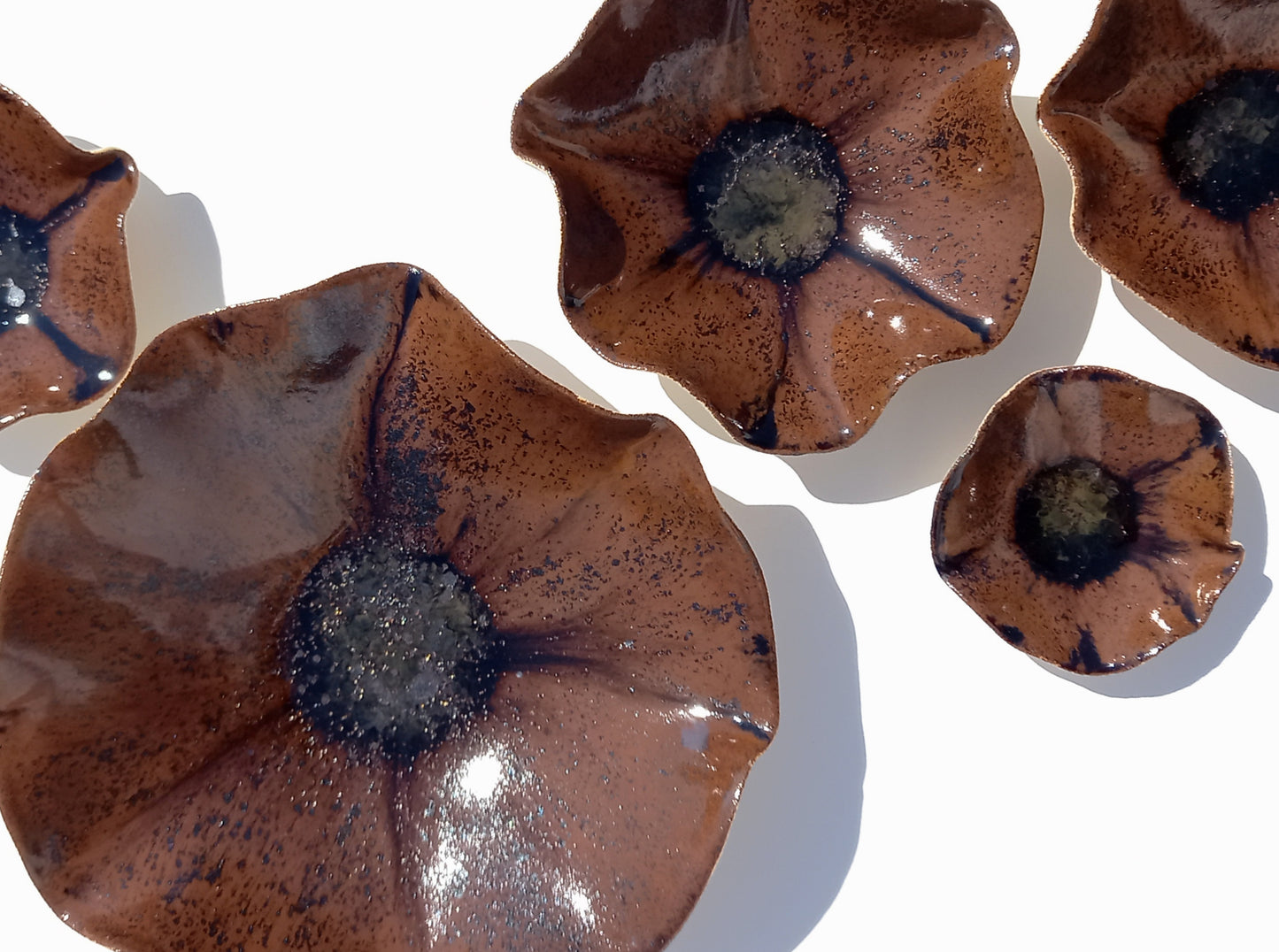 Burnt Umber Porcelain Art Sculpture: Tortoiseshell Brown Ceramic Wall Decor, Made to Order