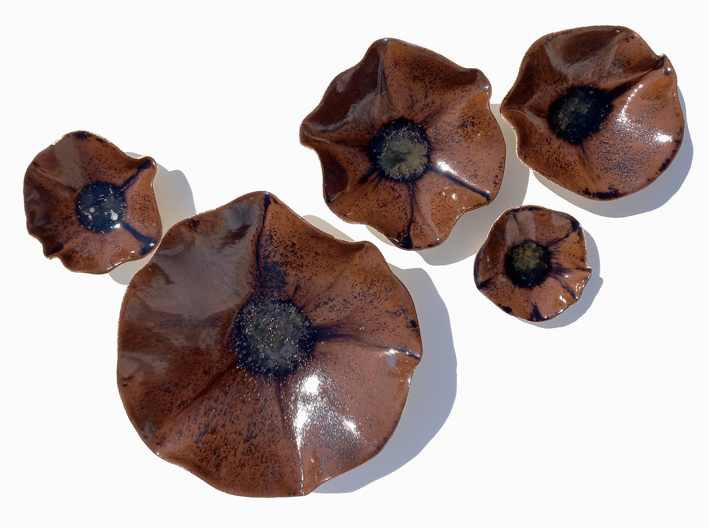 Burnt Umber Porcelain Art Sculpture: Tortoiseshell Brown Ceramic Wall Decor, Made to Order