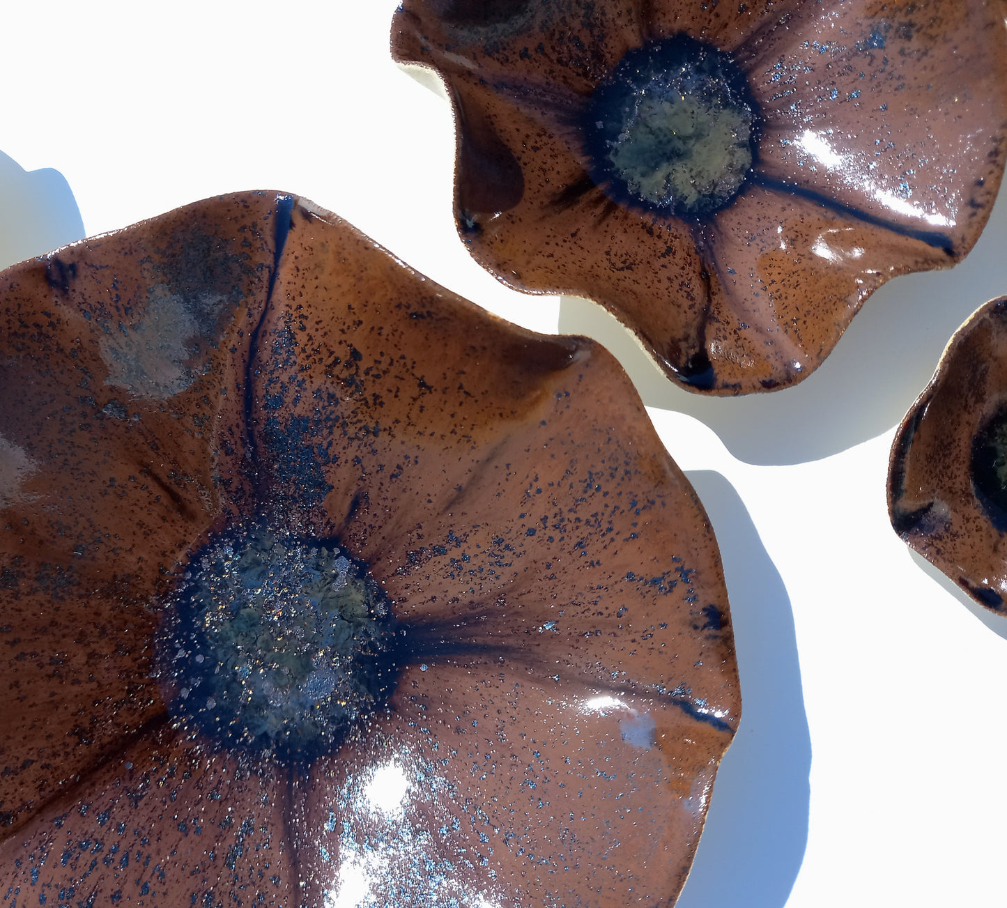 Burnt Umber Porcelain Art Sculpture: Tortoiseshell Brown Ceramic Wall Decor, Made to Order
