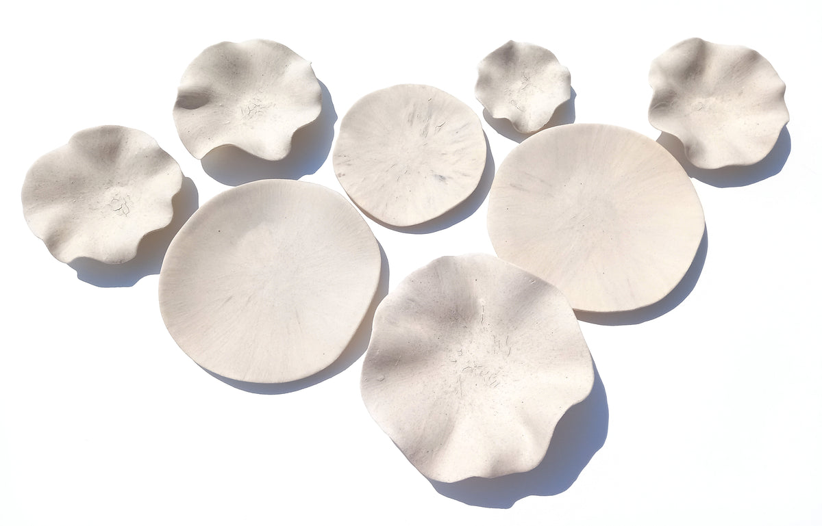 Ivory Porcelain Wall Art Sculptures with hangers - Ceramic Installation - Made to Order