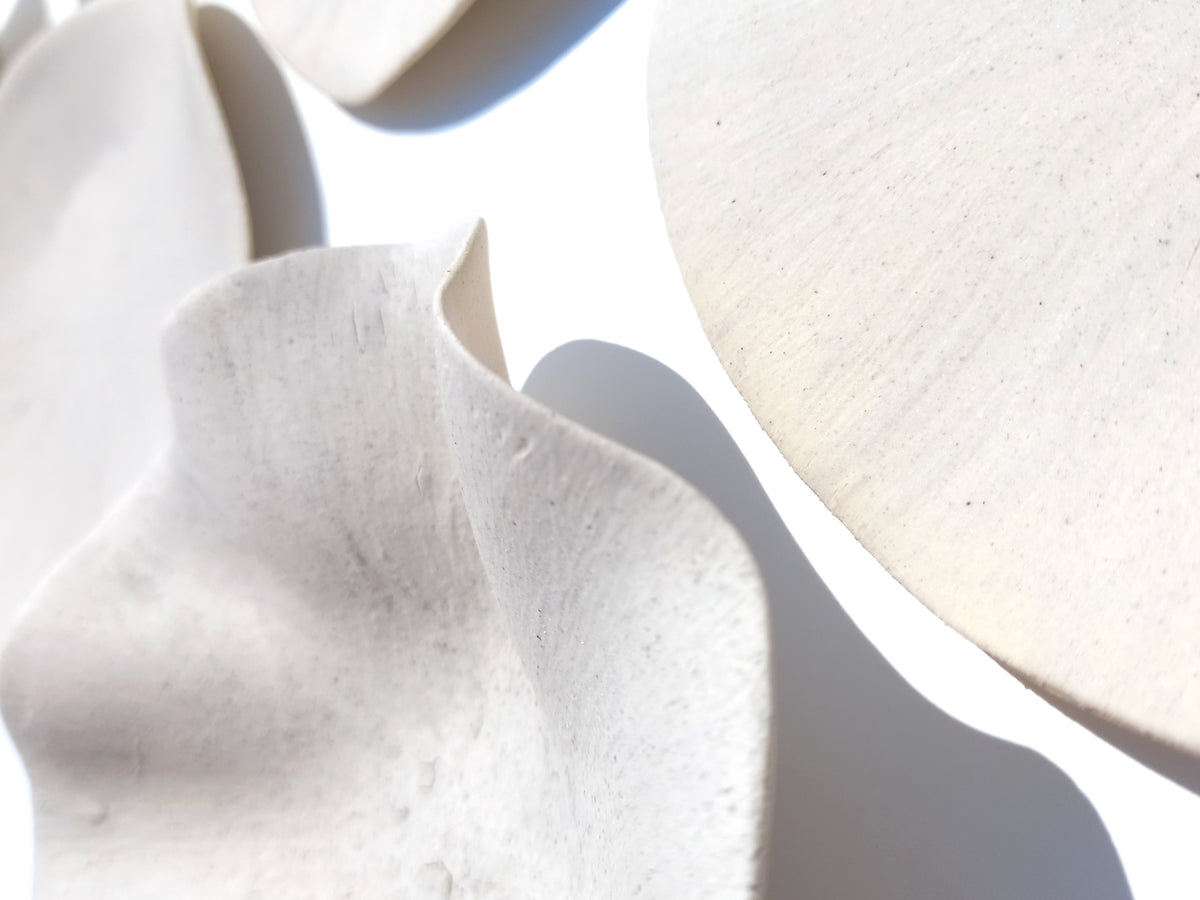Ivory Porcelain Wall Art Sculptures with hangers - Ceramic Installation - Made to Order