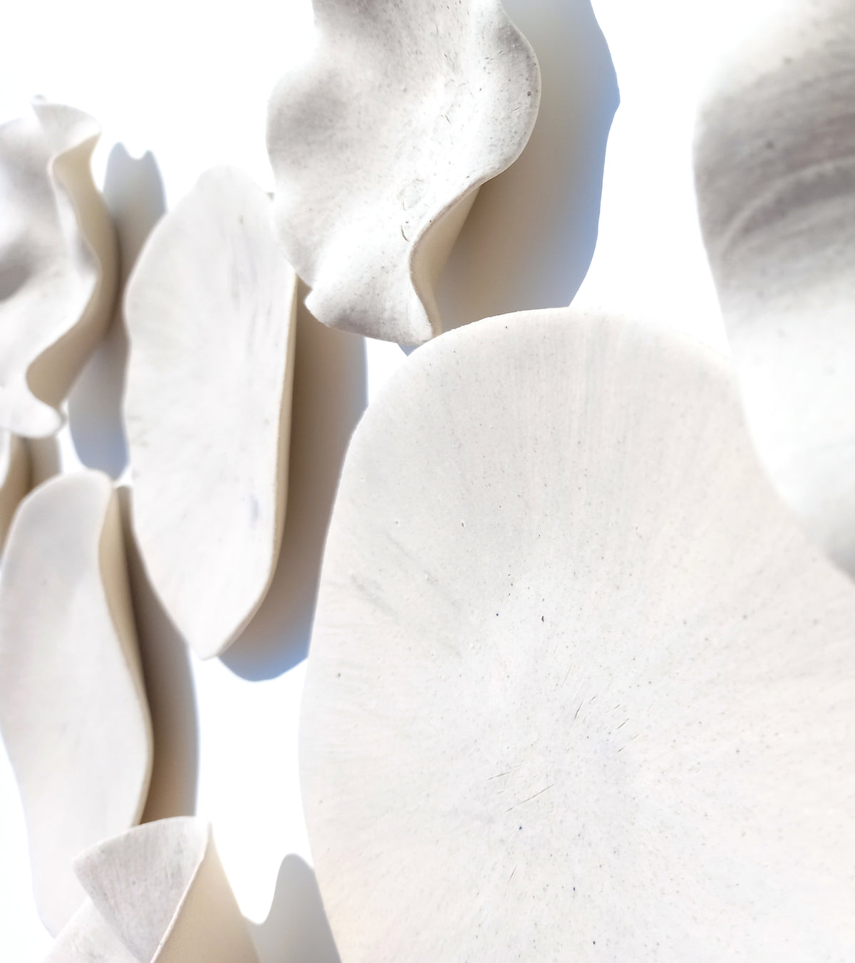 Ivory Porcelain Wall Art Sculptures with hangers - Ceramic Installation - Made to Order