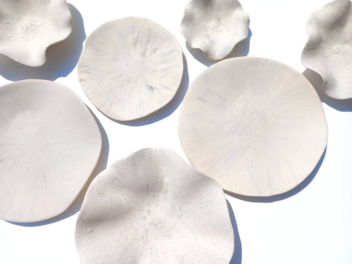 Ivory Porcelain Wall Art Sculptures with hangers - Ceramic Installation - Made to Order
