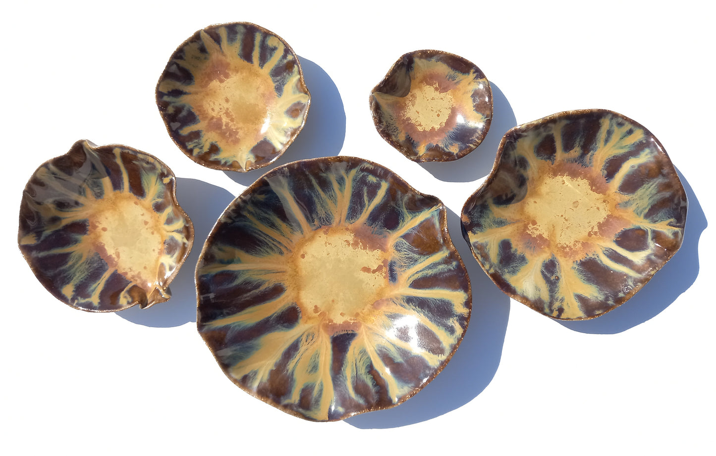 Ochre Yellow and Chocolate Brown Porcelain Art Sculpture: Handmade Ceramic Wall Decor, Made to Order
