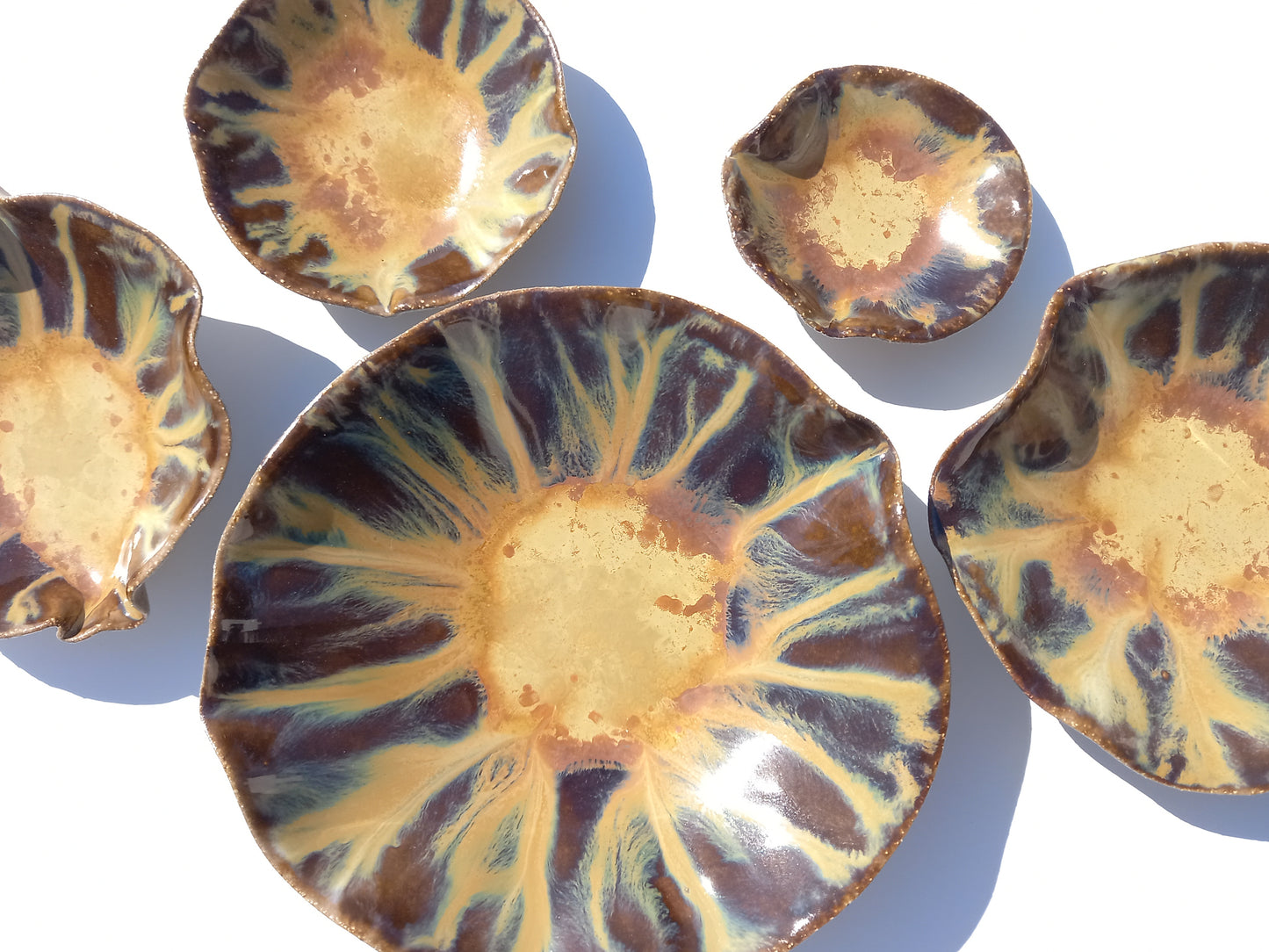 Ochre Yellow and Chocolate Brown Porcelain Art Sculpture: Handmade Ceramic Wall Decor, Made to Order