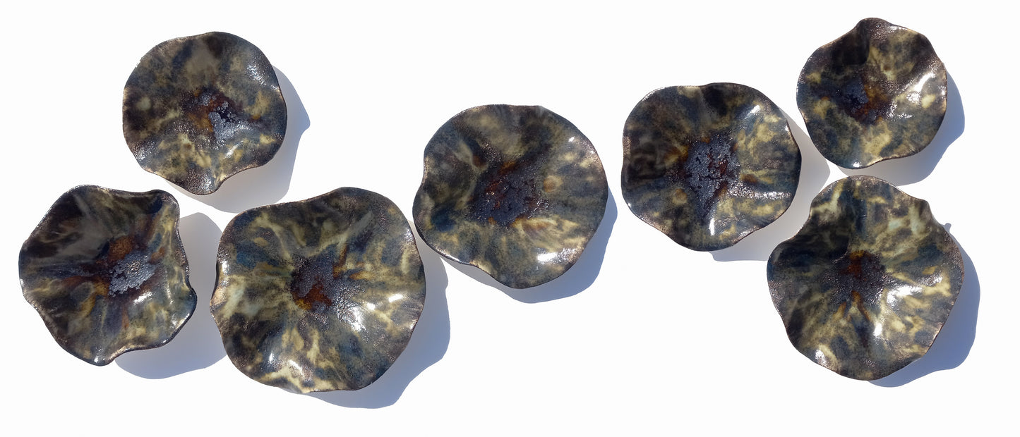 Dark Olive Green and Black Ceramic Wall Art: Art Installation Sculpture, Made to Order